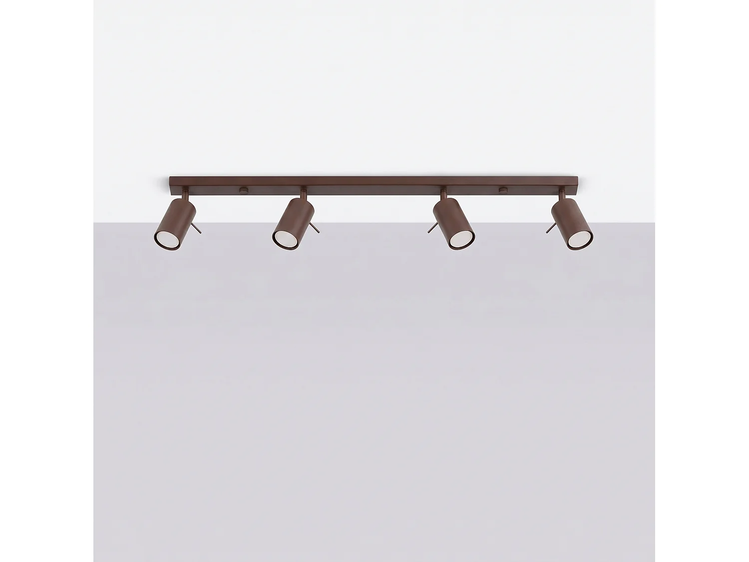 Plafonnier moderne en acier - 4 sources lumineuses - L.80 x H.16 cm - marron