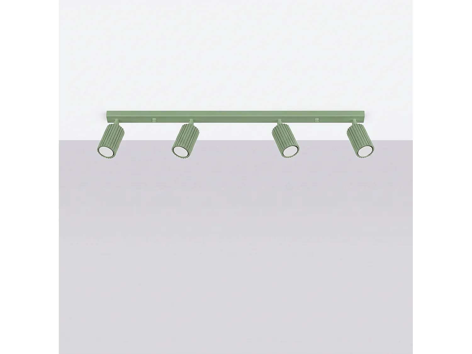 Plafonnier minimaliste en aluminium - 4 sources lumineuses - L.81 x H.16,5 cm - sauge