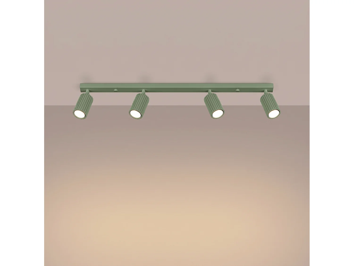 Plafonnier minimaliste en aluminium - 4 sources lumineuses - L.81 x H.16,5 cm - sauge