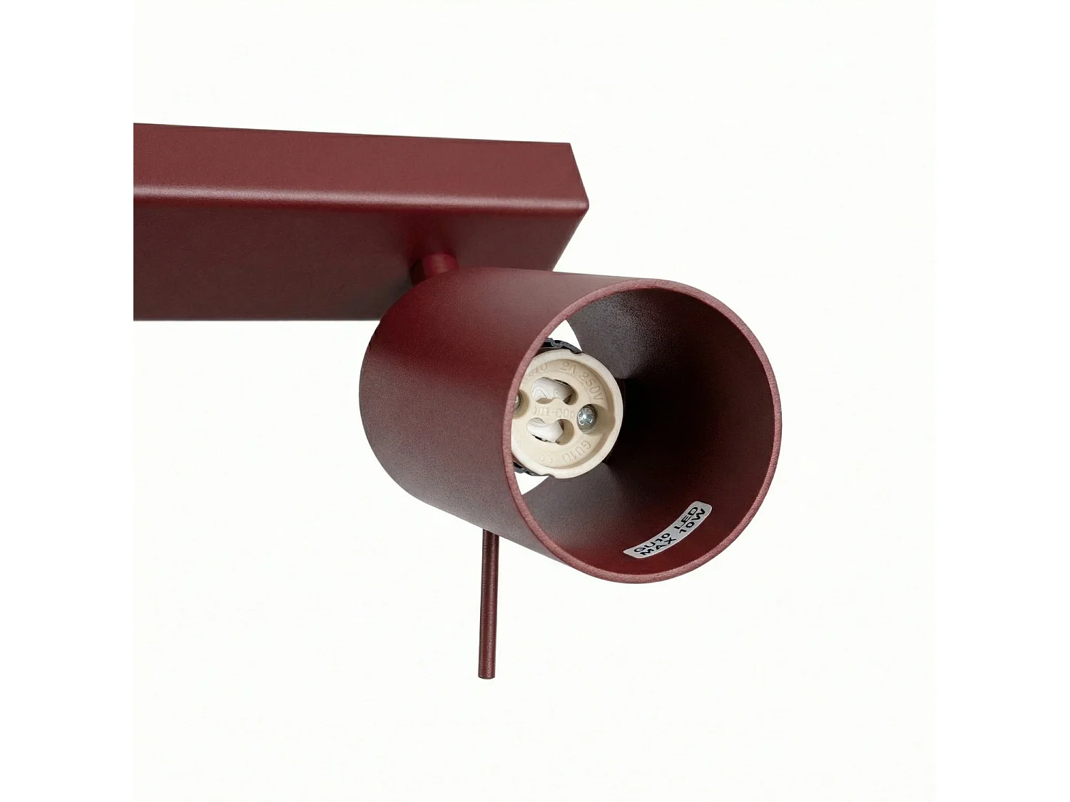 Plafonnier moderne en acier - 6 sources lumineuses - L.118 x H.16 cm - bordeaux
