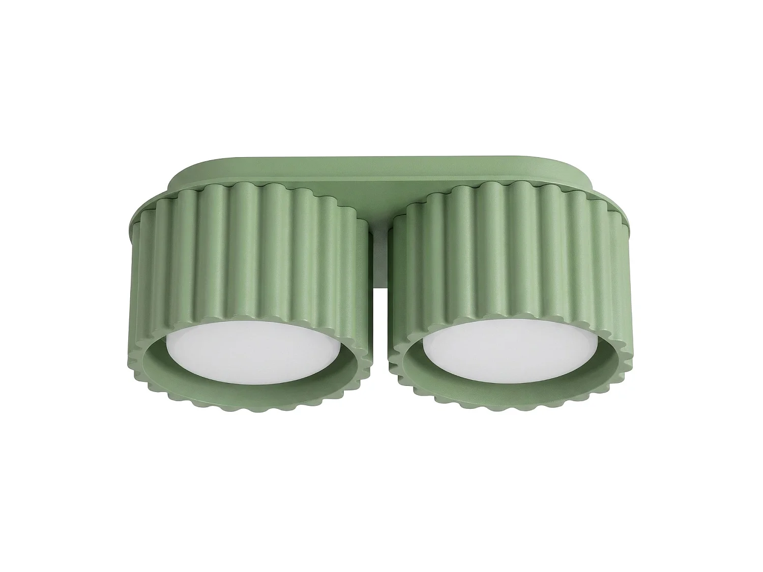 Plafonnier minimaliste en aluminium - 2 sources lumineuses - L.21 x H.8 cm - sauge
