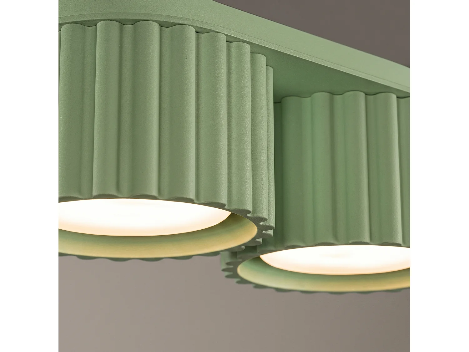 Plafonnier minimaliste en aluminium - 2 sources lumineuses - L.21 x H.8 cm - sauge