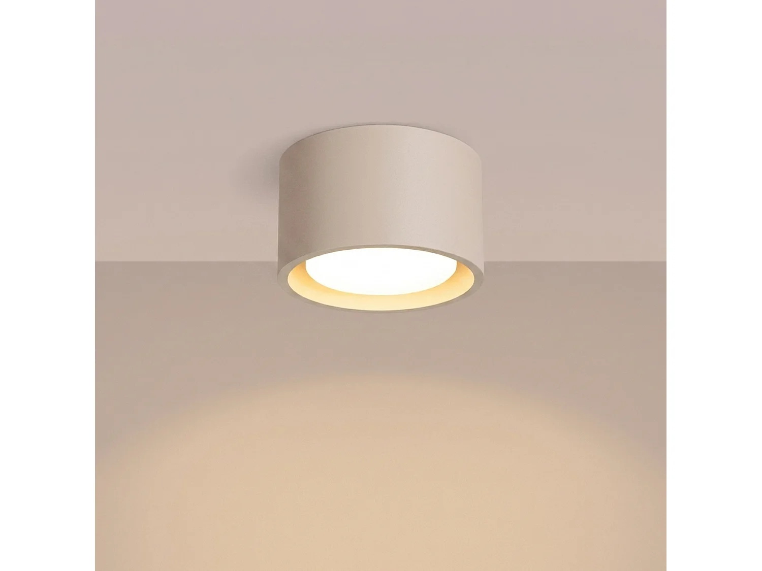 Plafonnier minimaliste en aluminium - 1 sources lumineuses - L.10 x H.6 cm - taupe