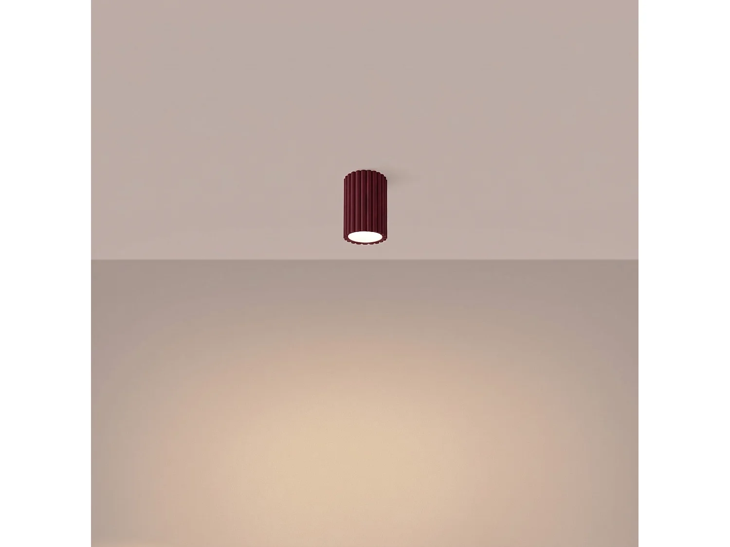Plafonnier minimaliste en aluminium - 1 sources lumineuses - L.6,5 x H.10 cm - bordeaux