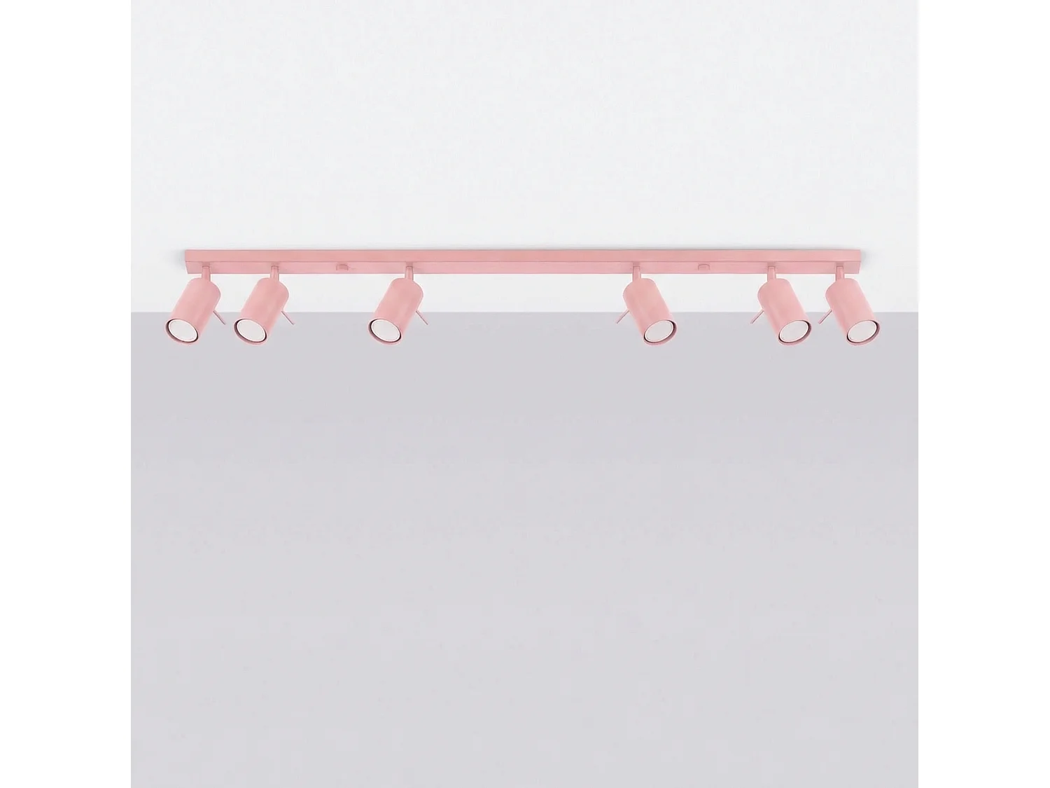 Plafonnier moderne en acier - 6 sources lumineuses - L.118 x H.16 cm - rose