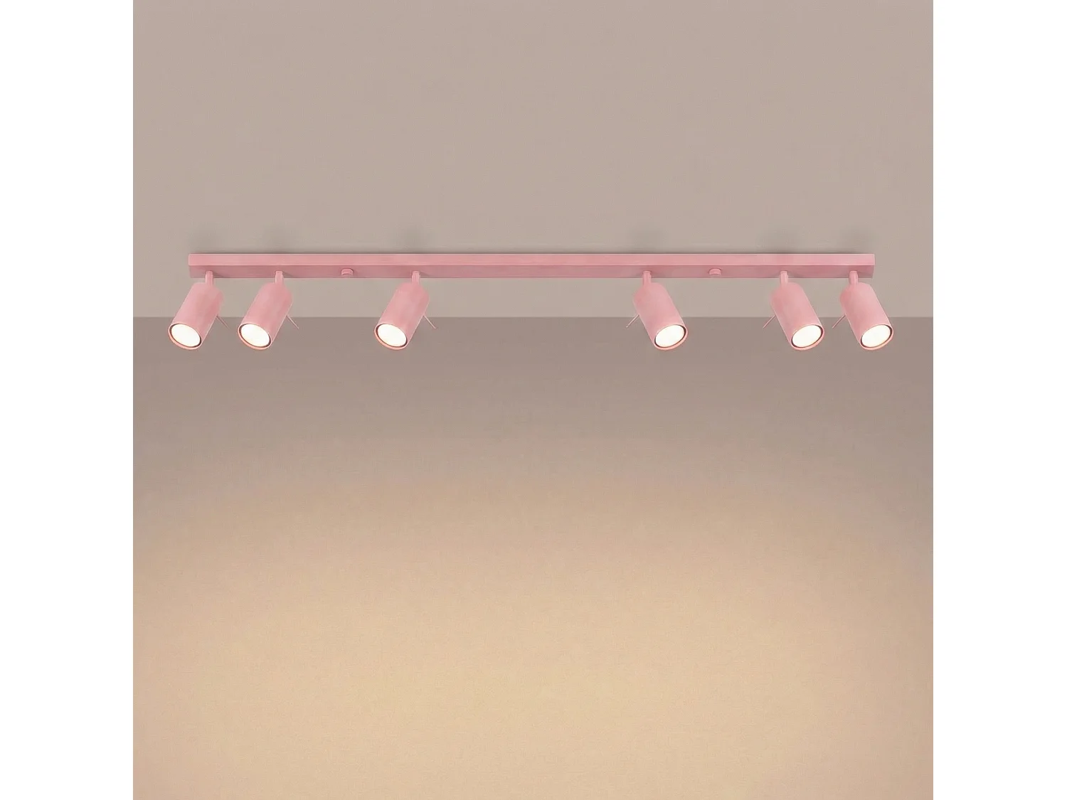 Plafonnier moderne en acier - 6 sources lumineuses - L.118 x H.16 cm - rose