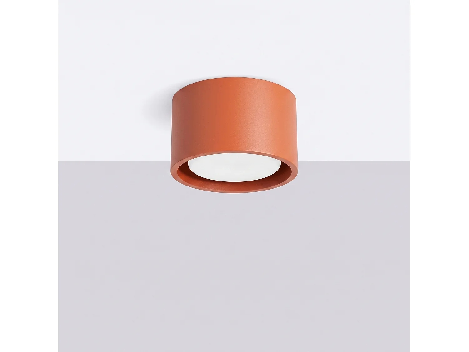 Plafonnier minimaliste en aluminium - 1 sources lumineuses - L.10 x H.6 cm - ocre rouge
