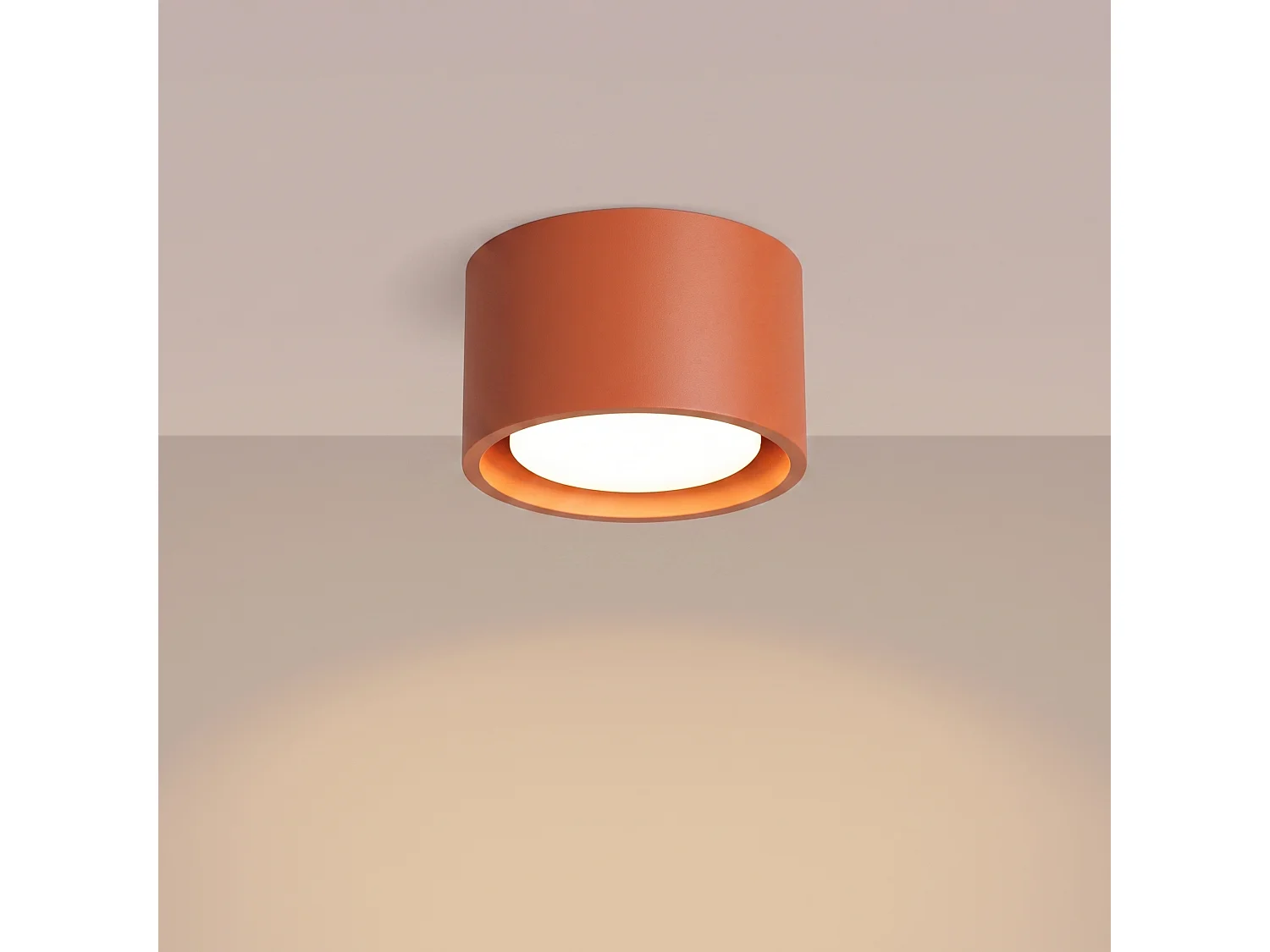 Plafonnier minimaliste en aluminium - 1 sources lumineuses - L.10 x H.6 cm - ocre rouge