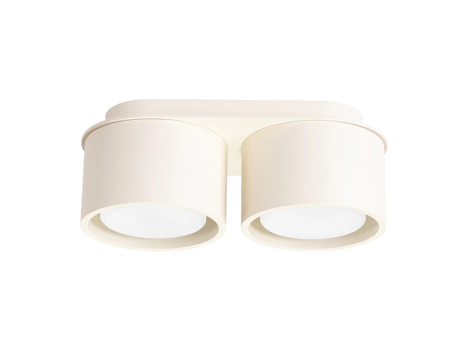 Plafonnier minimaliste en aluminium - 2 sources lumineuses - L.21 x H.8 cm - beige