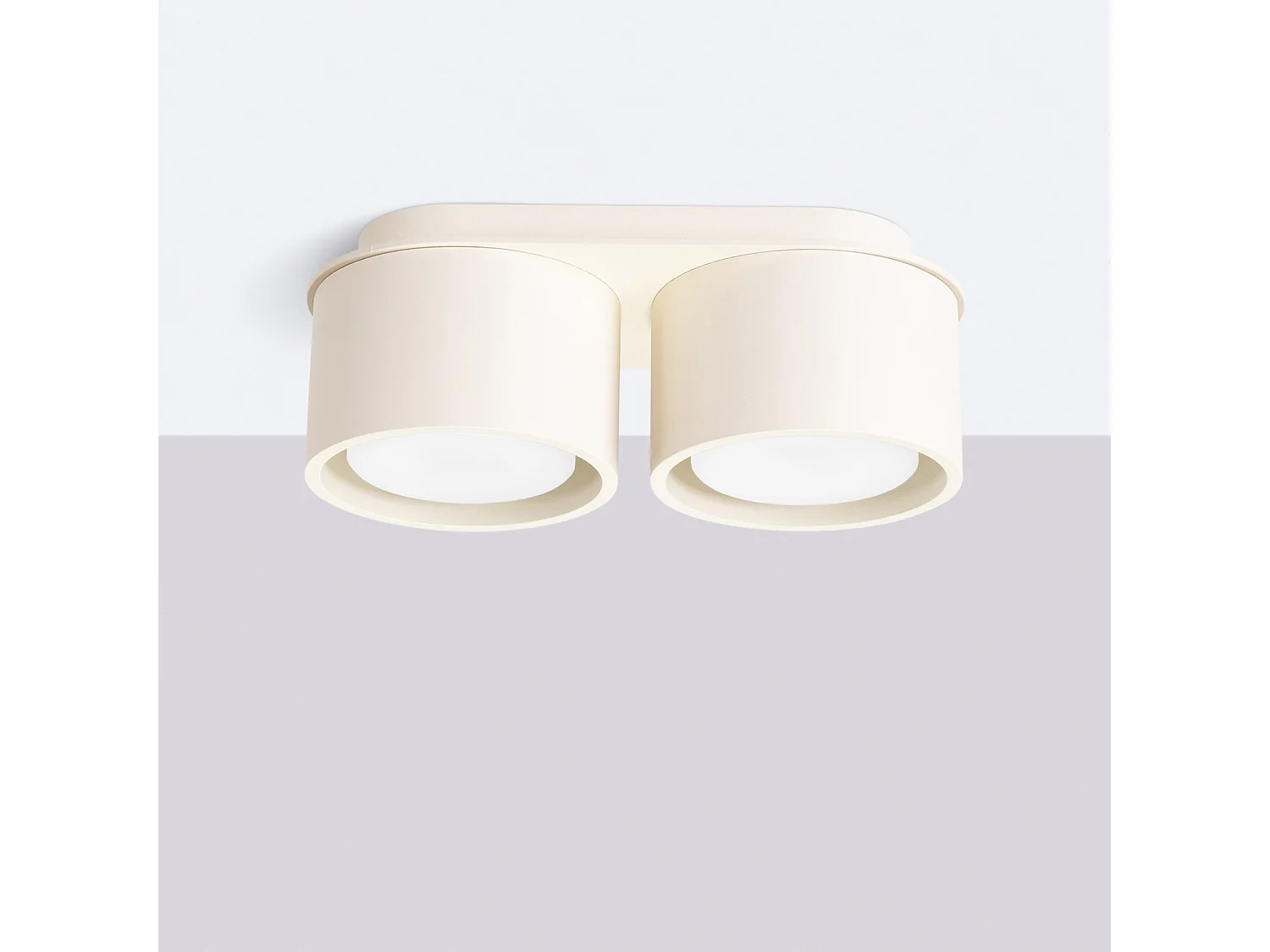 Plafonnier minimaliste en aluminium - 2 sources lumineuses - L.21 x H.8 cm - beige
