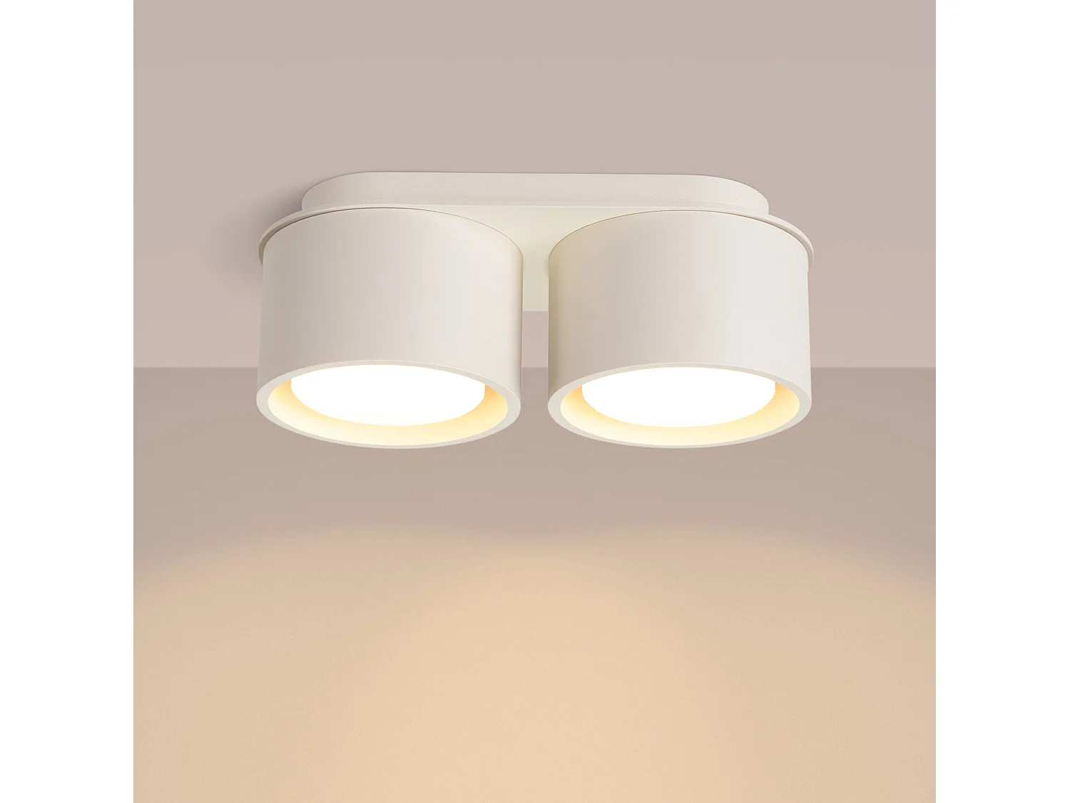 Plafonnier minimaliste en aluminium - 2 sources lumineuses - L.21 x H.8 cm - beige