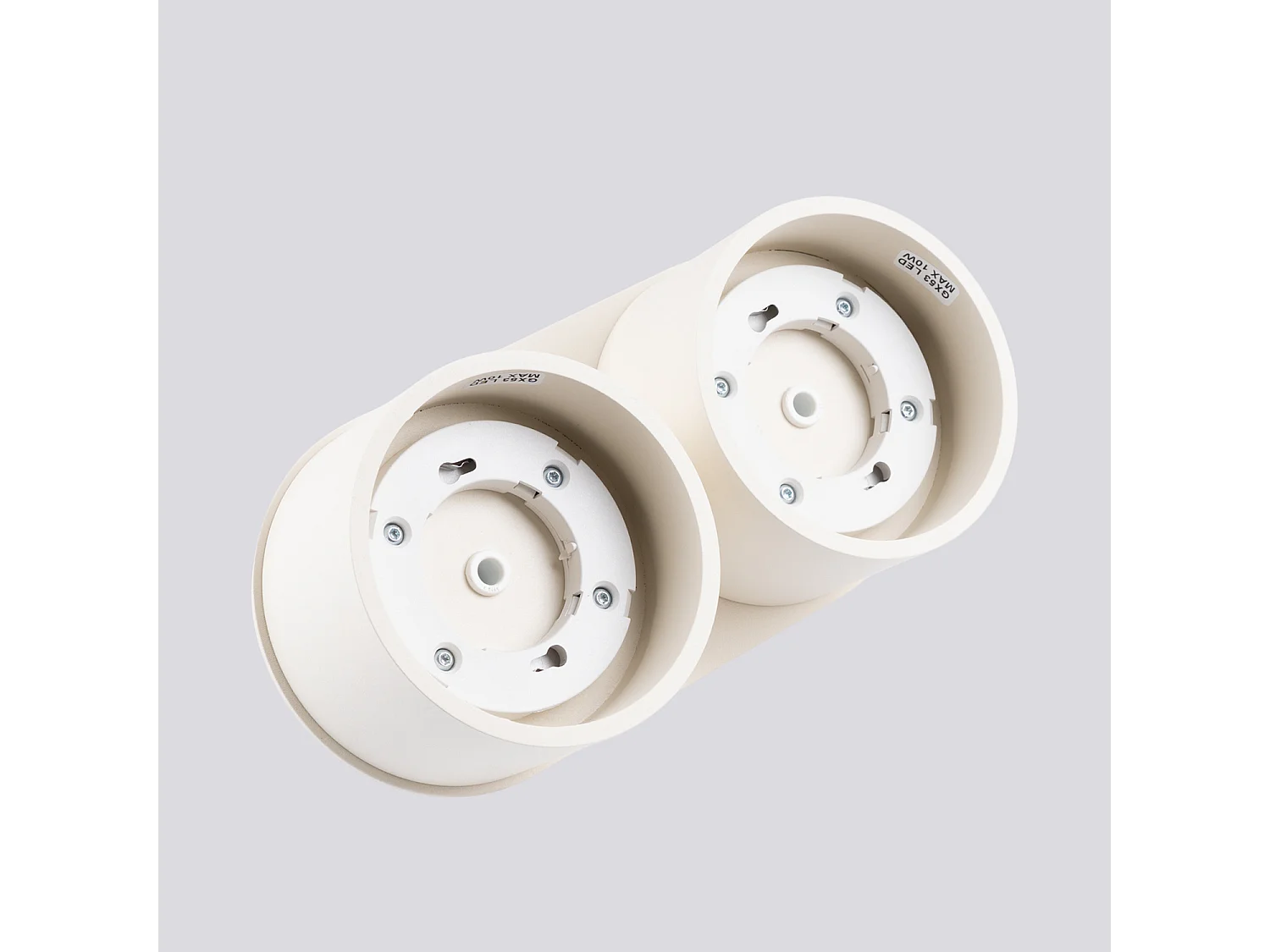 Plafonnier minimaliste en aluminium - 2 sources lumineuses - L.21 x H.8 cm - beige