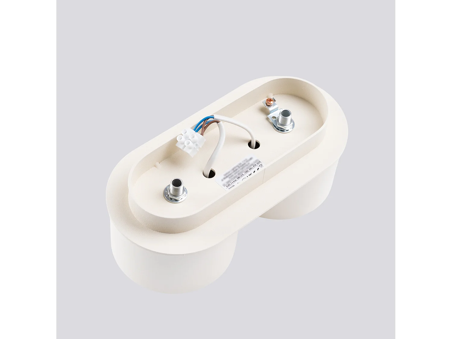 Plafonnier minimaliste en aluminium - 2 sources lumineuses - L.21 x H.8 cm - beige