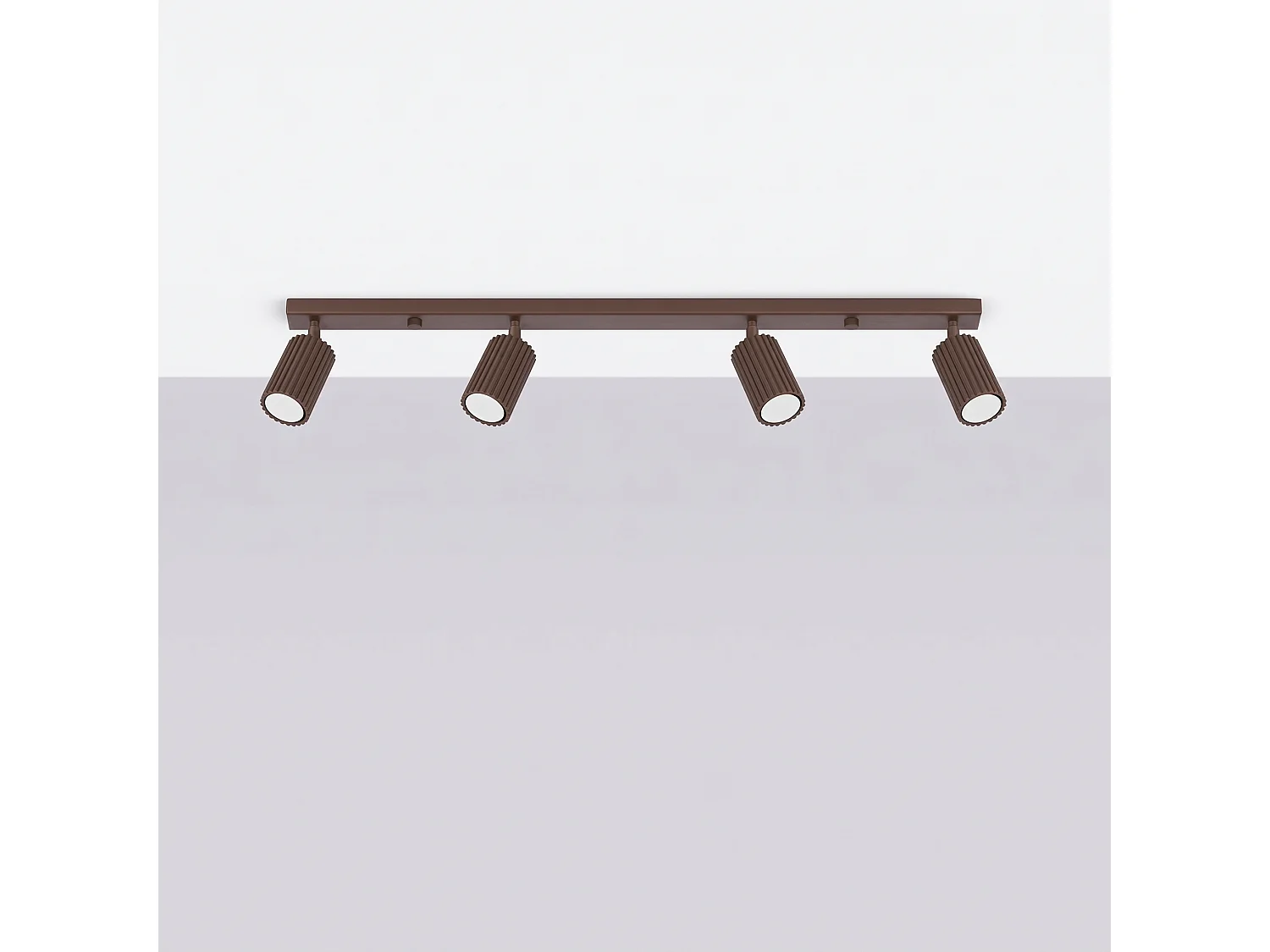 Plafonnier minimaliste en aluminium - 4 sources lumineuses - L.81 x H.16,5 cm - marron