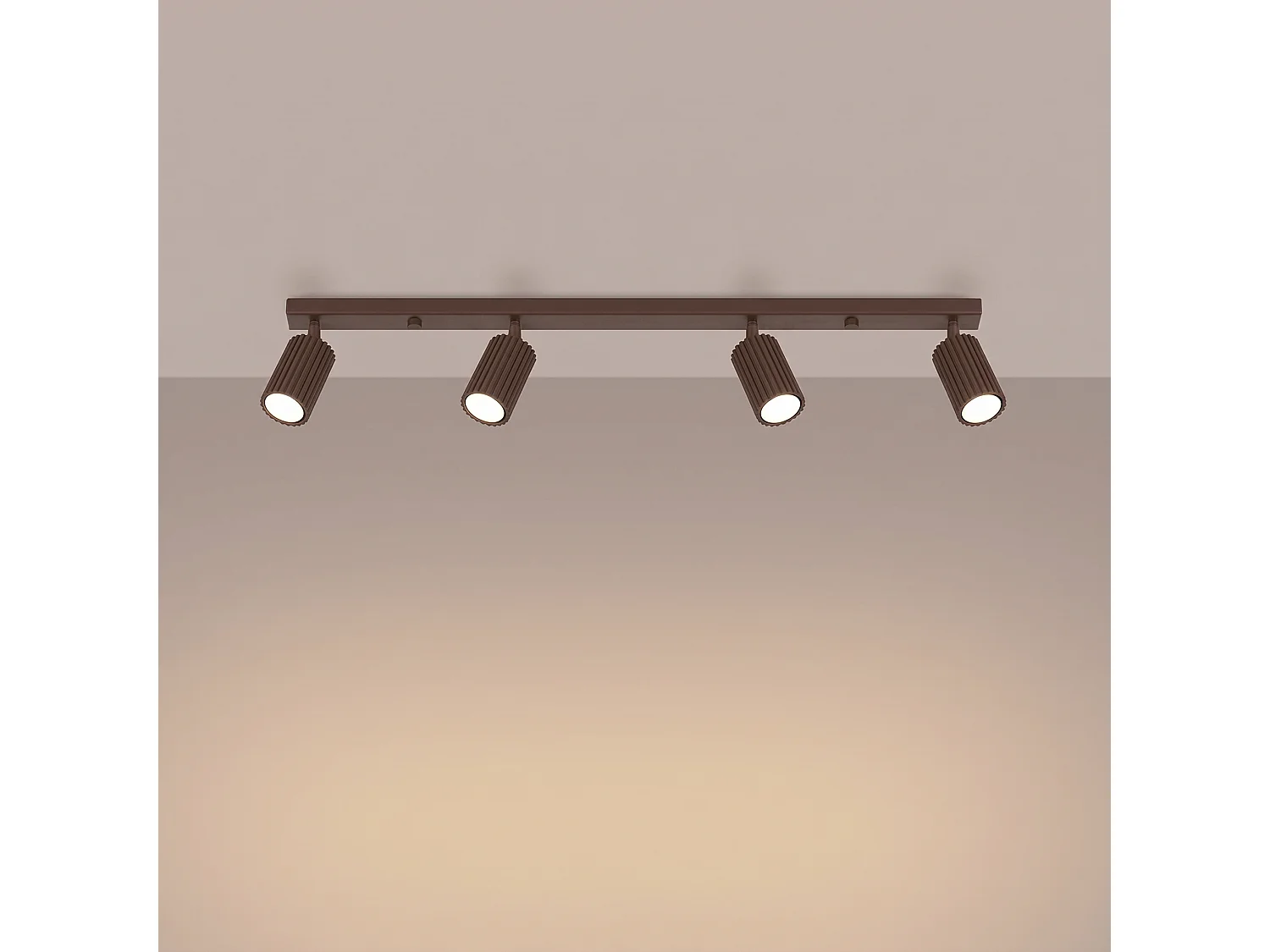 Plafonnier minimaliste en aluminium - 4 sources lumineuses - L.81 x H.16,5 cm - marron