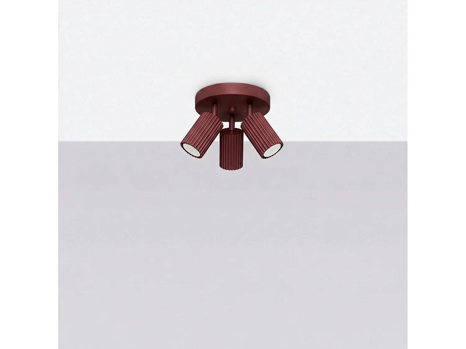 Plafonnier minimaliste en aluminium - 3 sources lumineuses - L.19,5 x H.18 cm - bordeaux