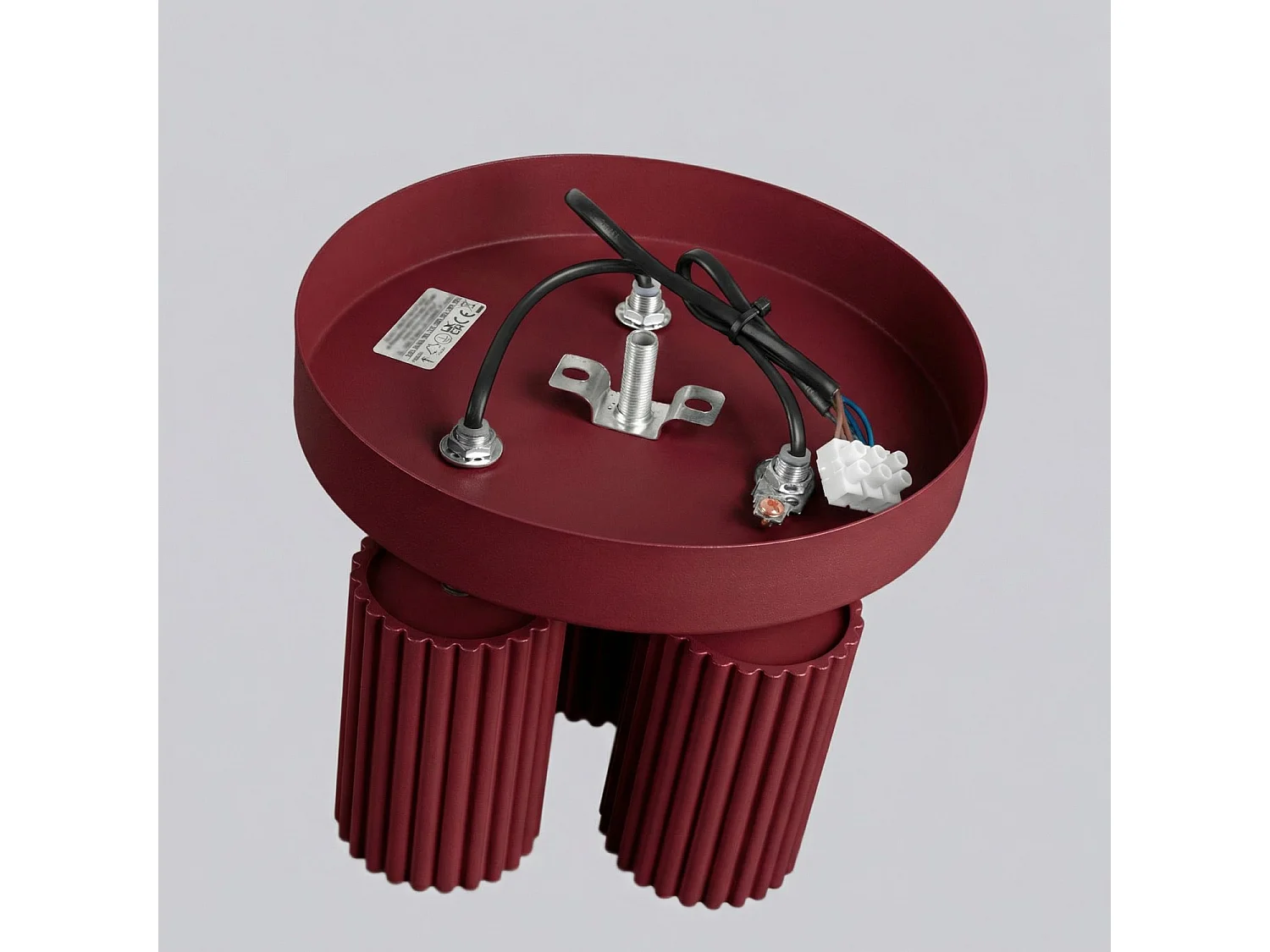 Plafonnier minimaliste en aluminium - 3 sources lumineuses - L.19,5 x H.18 cm - bordeaux