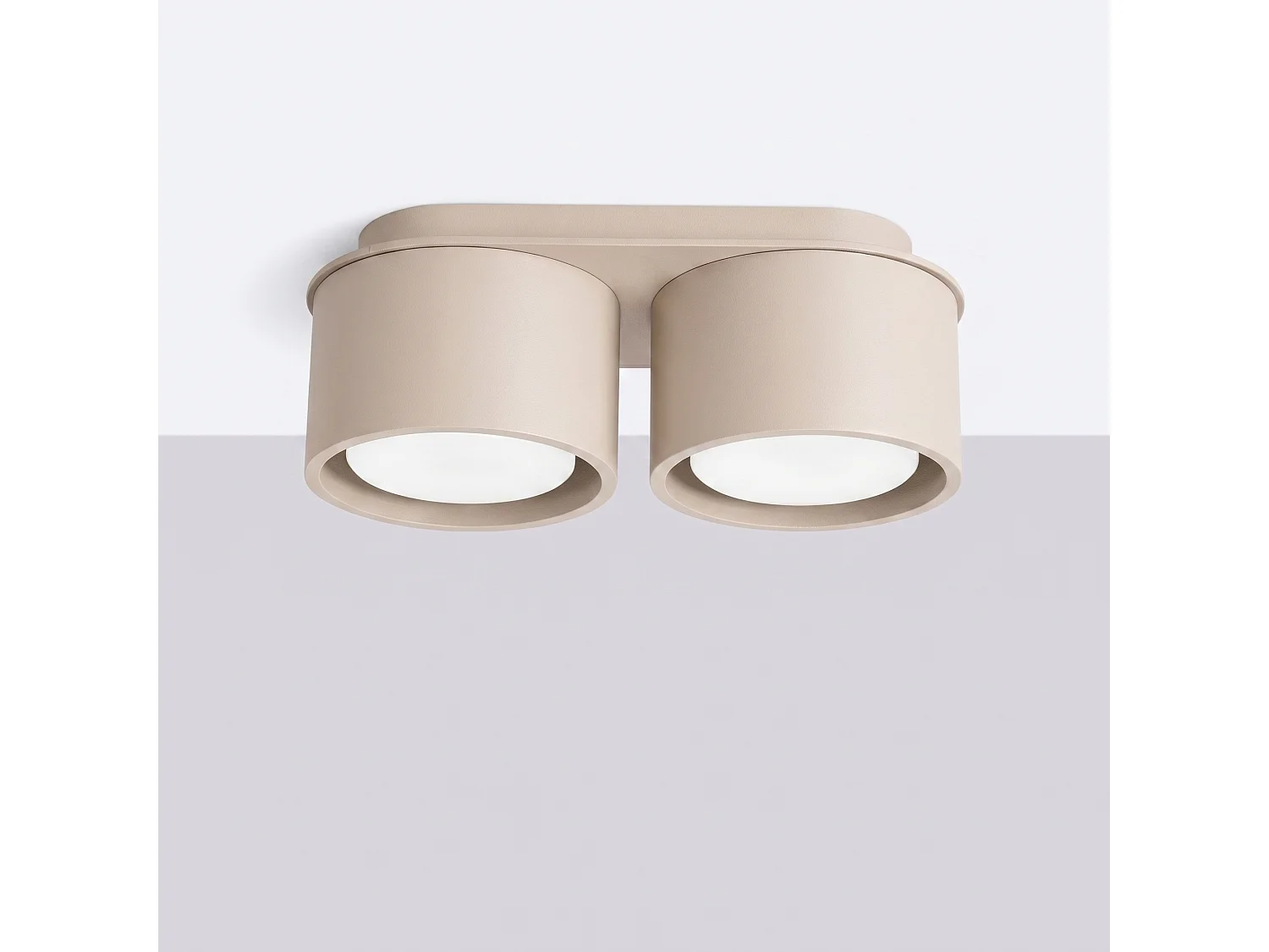 Plafonnier minimaliste en aluminium - 2 sources lumineuses - L.21 x H.8 cm - taupe