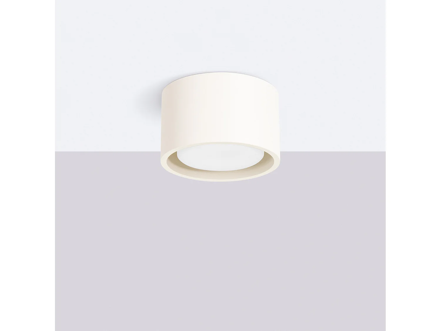 Plafonnier minimaliste en aluminium - 1 sources lumineuses - L.10 x H.6 cm - beige