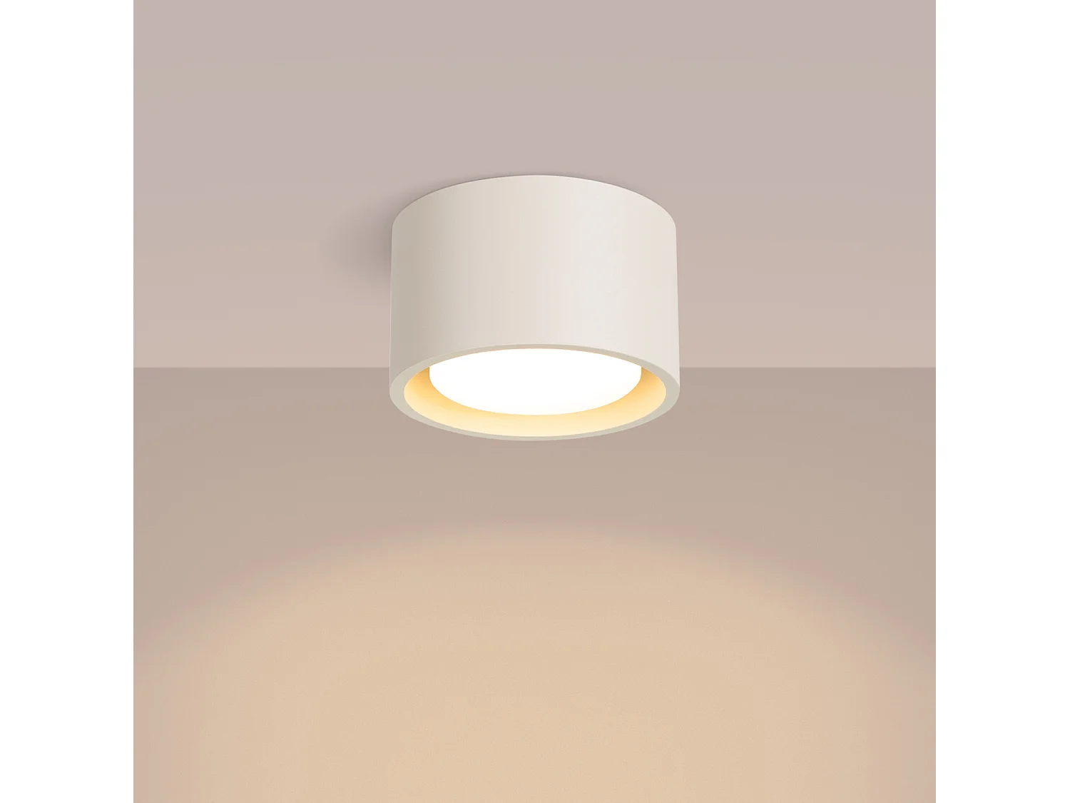 Plafonnier minimaliste en aluminium - 1 sources lumineuses - L.10 x H.6 cm - beige