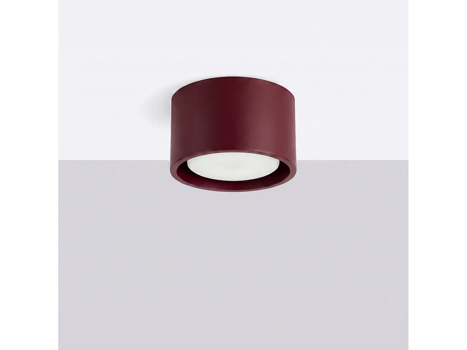 Plafonnier minimaliste en aluminium - 1 sources lumineuses - L.10 x H.6 cm - bordeaux