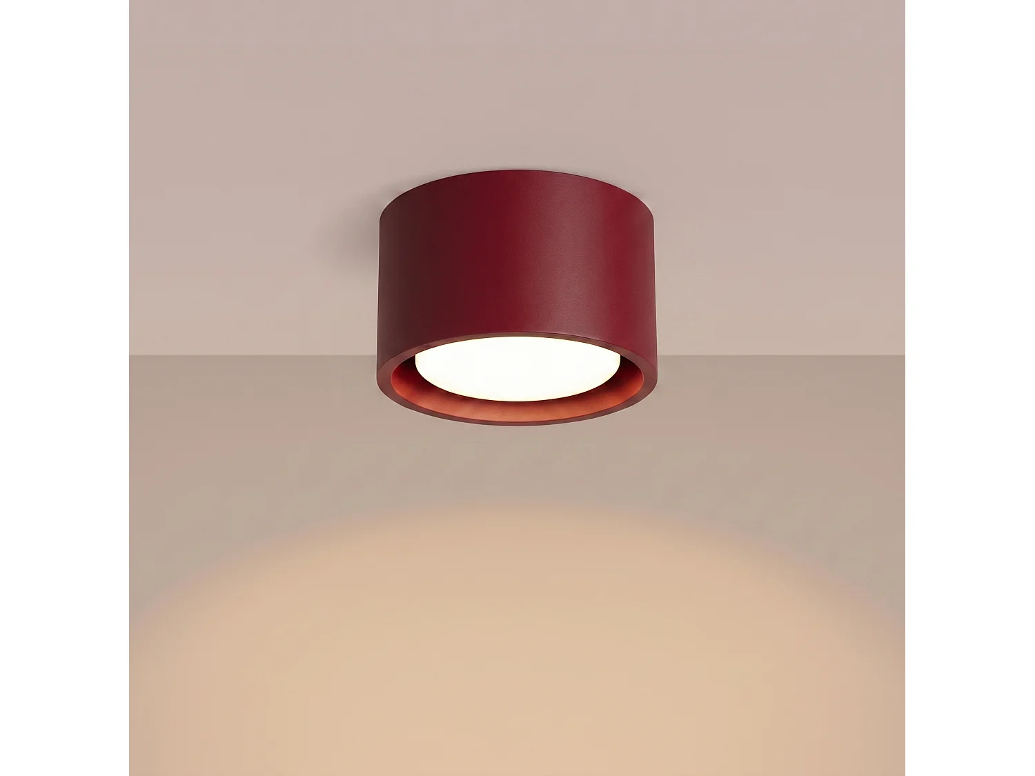 Plafonnier minimaliste en aluminium - 1 sources lumineuses - L.10 x H.6 cm - bordeaux