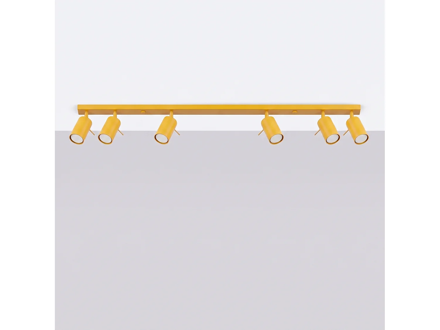 Plafonnier moderne en acier - 6 sources lumineuses - L.118 x H.16 cm - jaune
