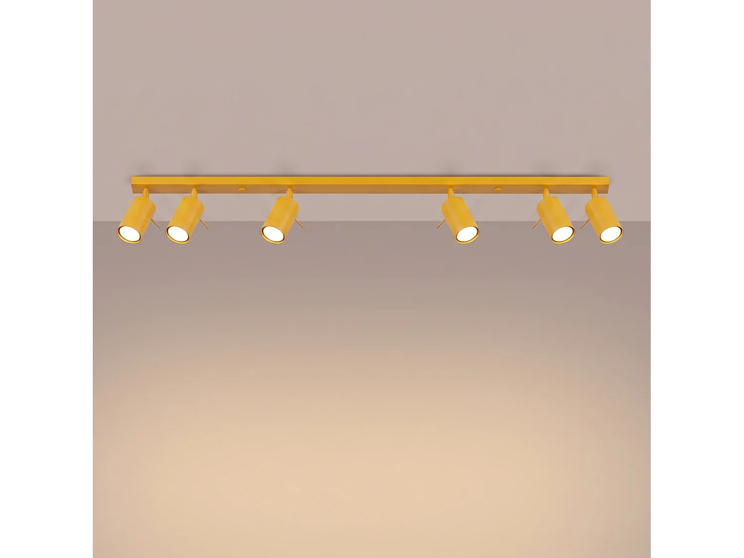 Plafonnier moderne en acier - 6 sources lumineuses - L.118 x H.16 cm - jaune