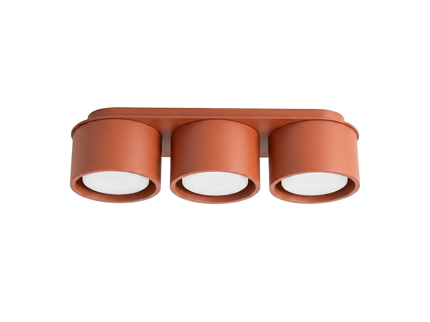 Plafonnier minimaliste en aluminium - 3 sources lumineuses - L.32,4 x H.8,2 cm - ocre rouge
