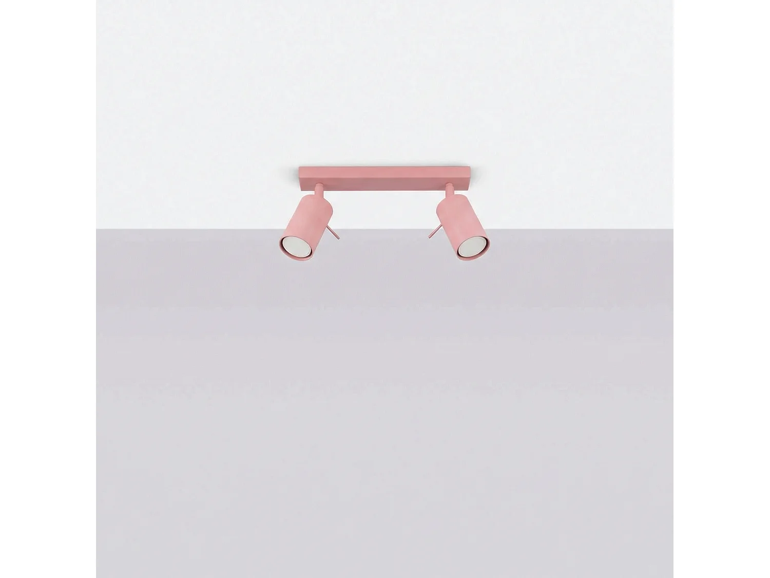 Plafonnier moderne en acier - 2 sources lumineuses - L.30 x H.16 cm - rose