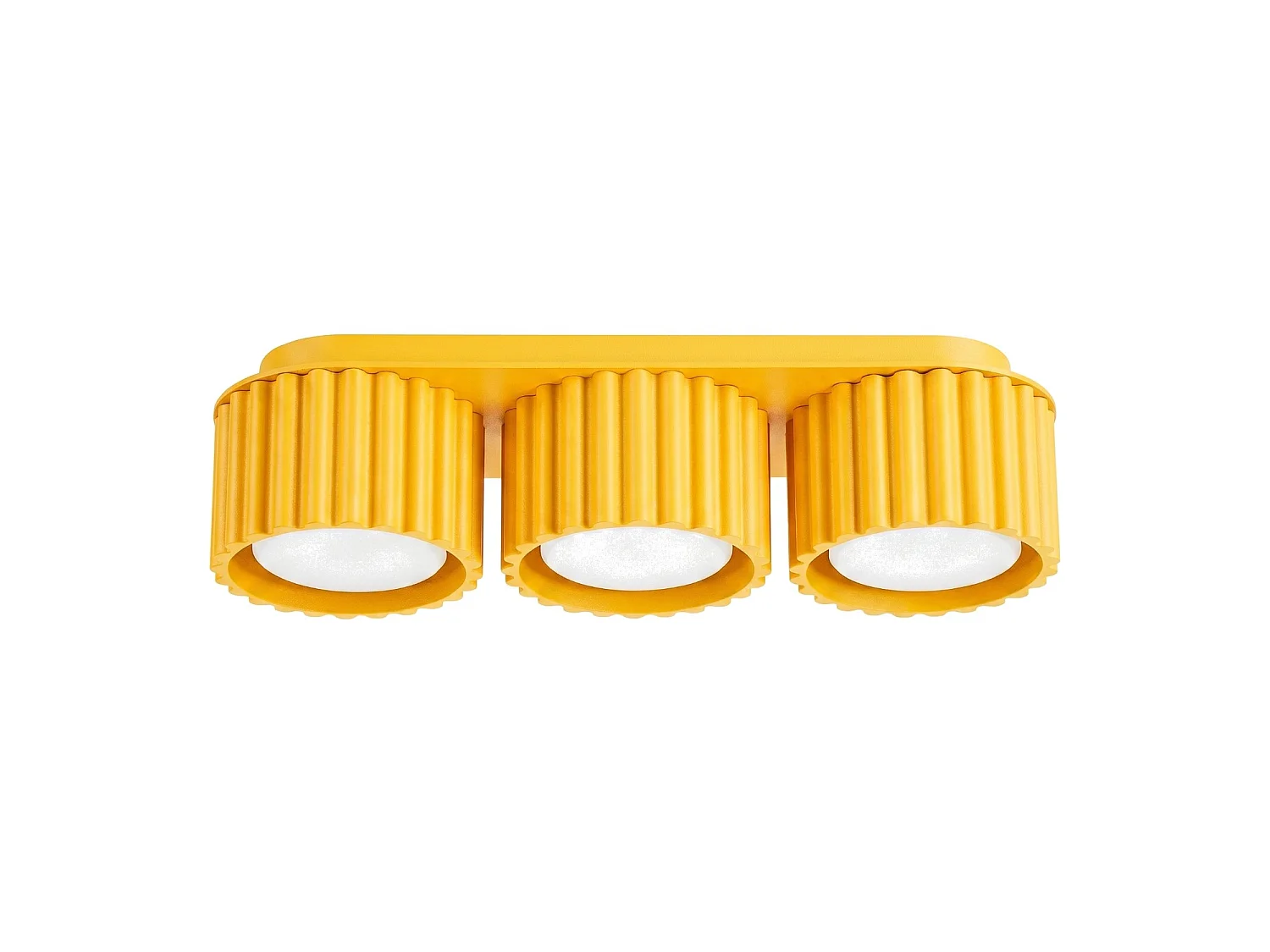 Plafonnier minimaliste en aluminium - 3 sources lumineuses - L.32,5 x H.8 cm - jaune
