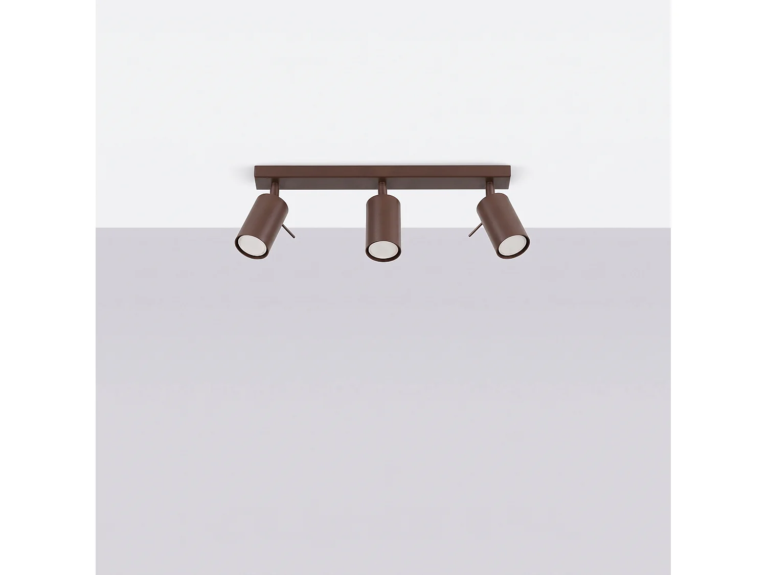 Plafonnier moderne en acier - 3 sources lumineuses - L.45 x H.16 cm - marron