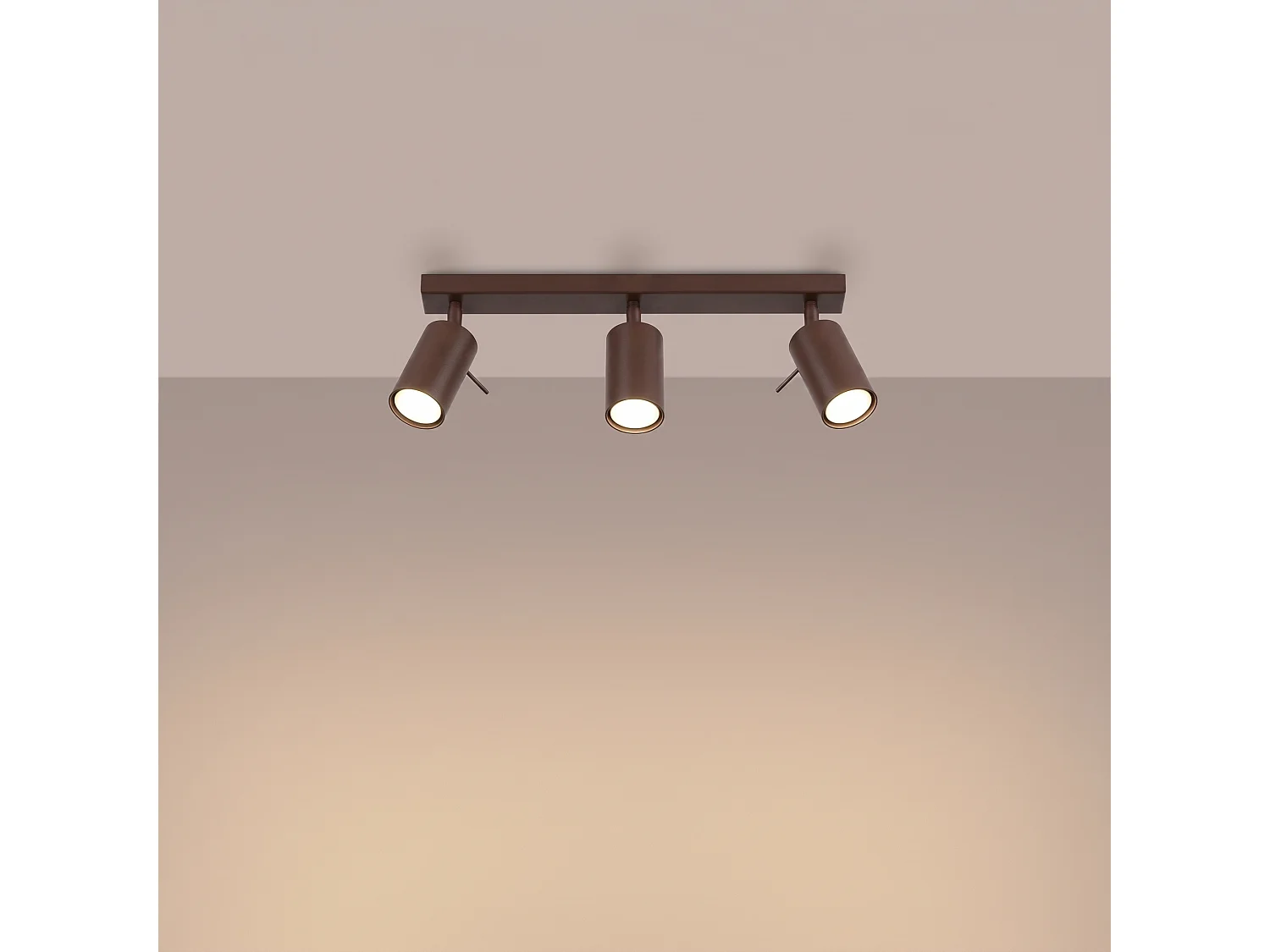 Plafonnier moderne en acier - 3 sources lumineuses - L.45 x H.16 cm - marron