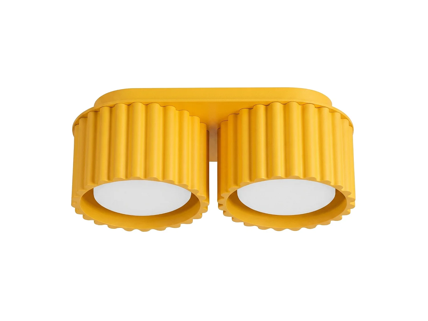 Plafonnier minimaliste en aluminium - 2 sources lumineuses - L.21 x H.8 cm - jaune