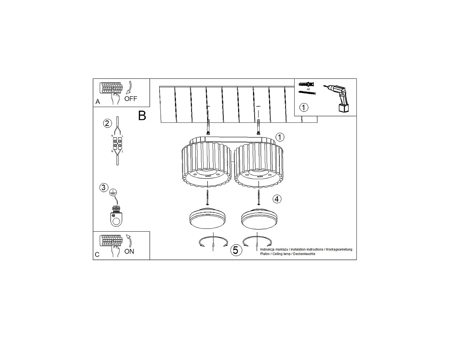 Plafonnier minimaliste en aluminium - 2 sources lumineuses - L.21 x H.8 cm - jaune