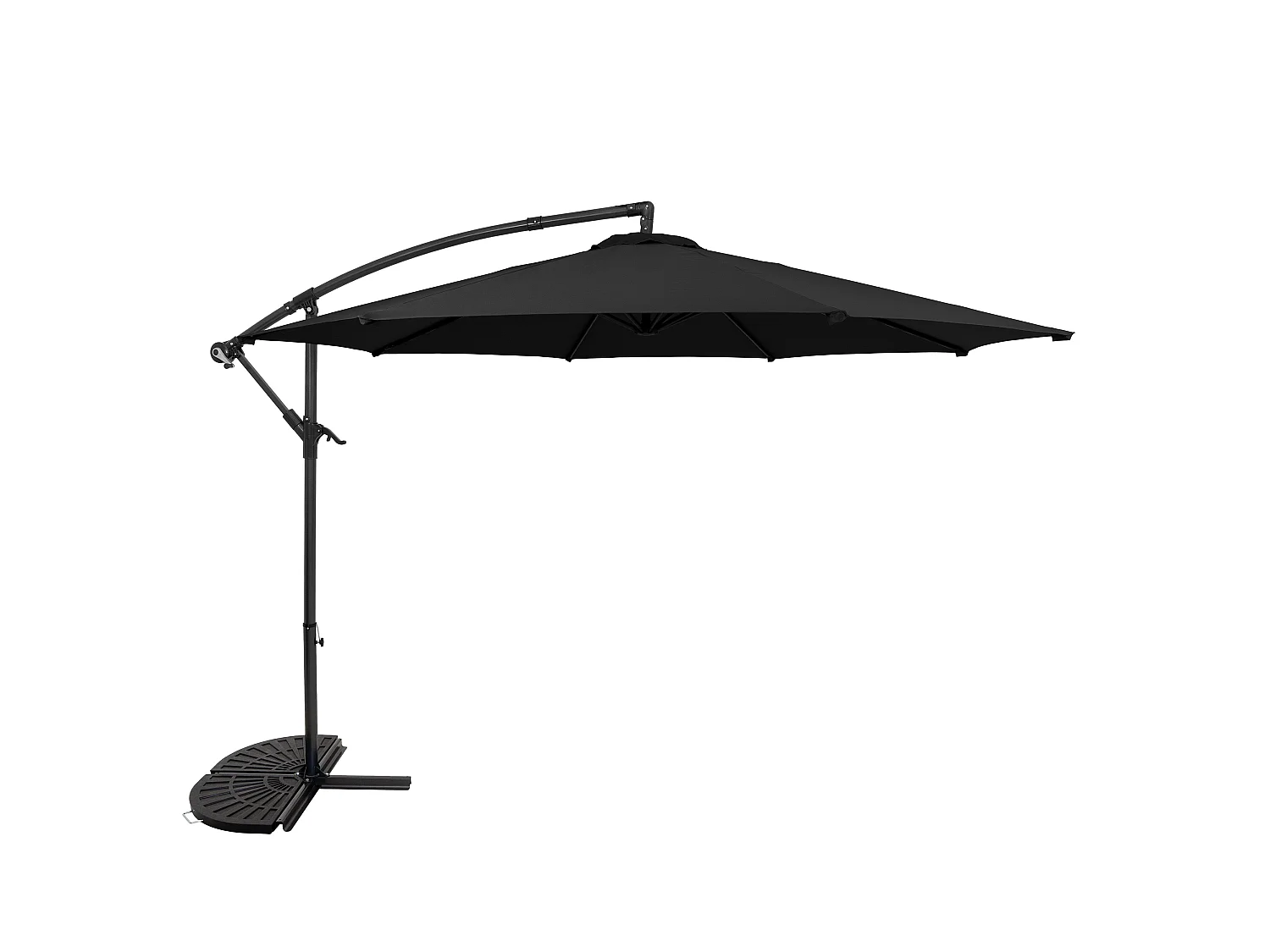 Ombrellone Decentrato 3m Nero Banana con Base 2 Pesi 28kg