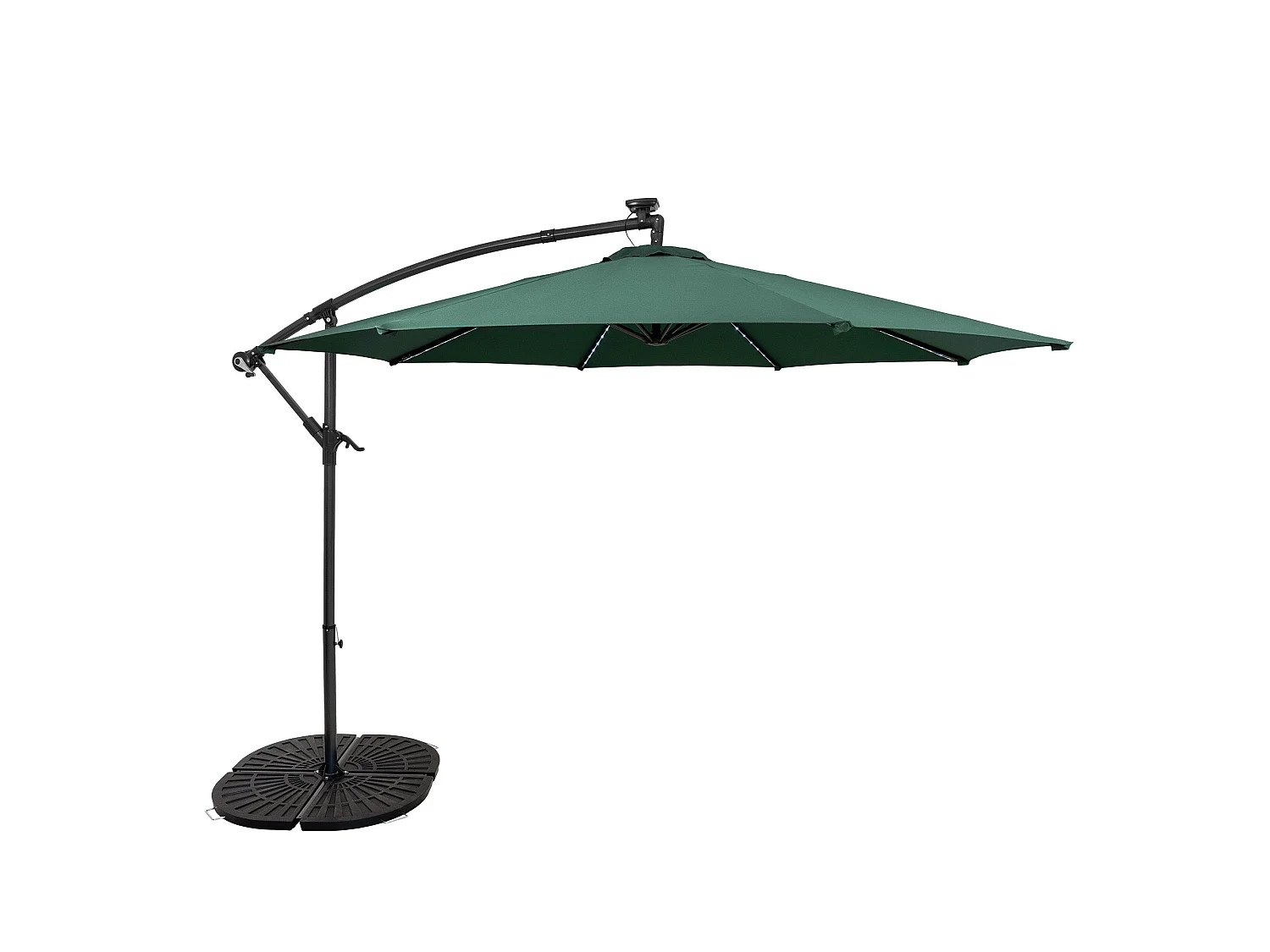 LED zweefparasol 3 m & rond 4-delige parasolvoet - groen parasol met verlichting