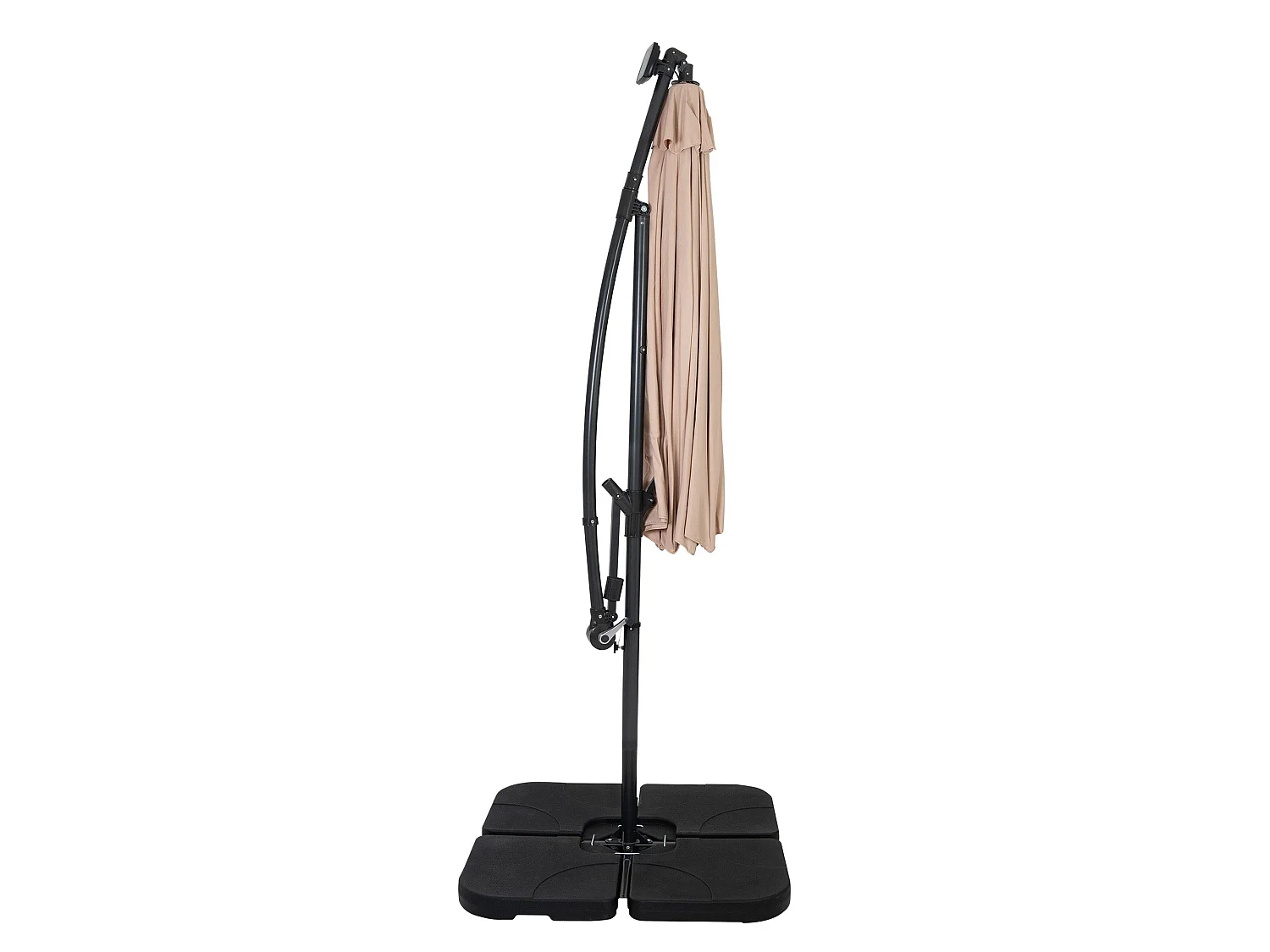LED Zweefparasol 3 m & Vierkante Parasolvoet - beige - parasol met verlichting