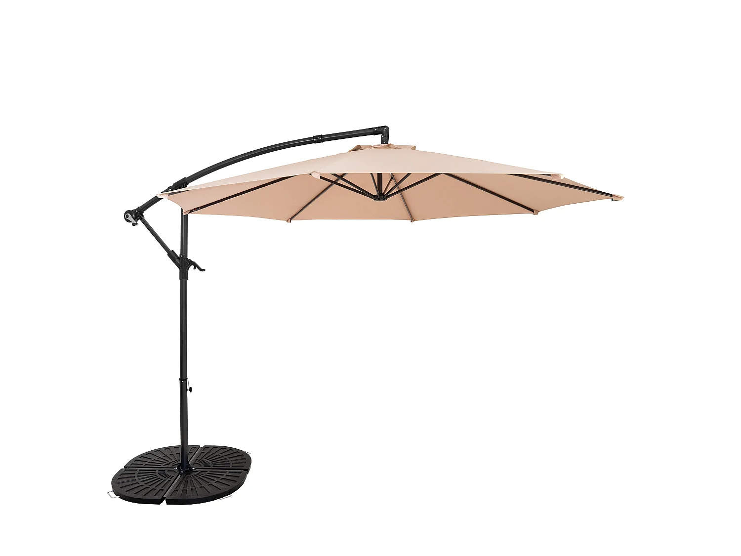Zweefparasol 3 m & 4-delige Parasolvoet - beige - hangparasol voor tuin terras
