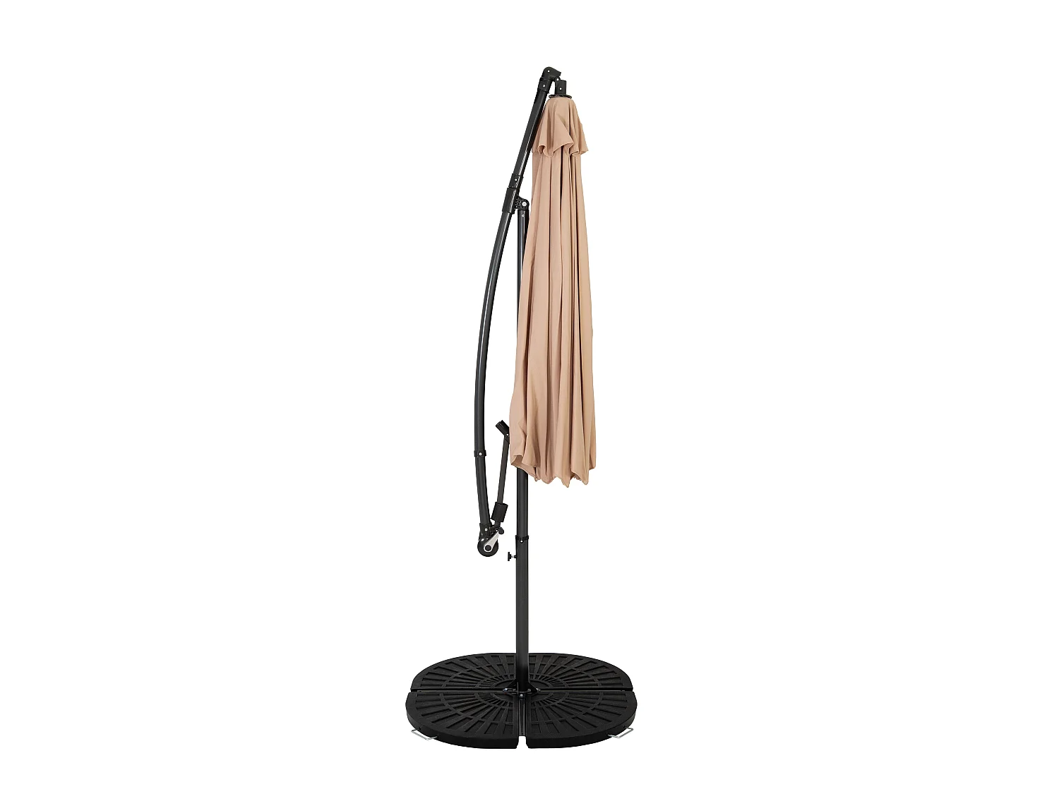 Zweefparasol 3 m & 4-delige Parasolvoet - beige - hangparasol voor tuin terras