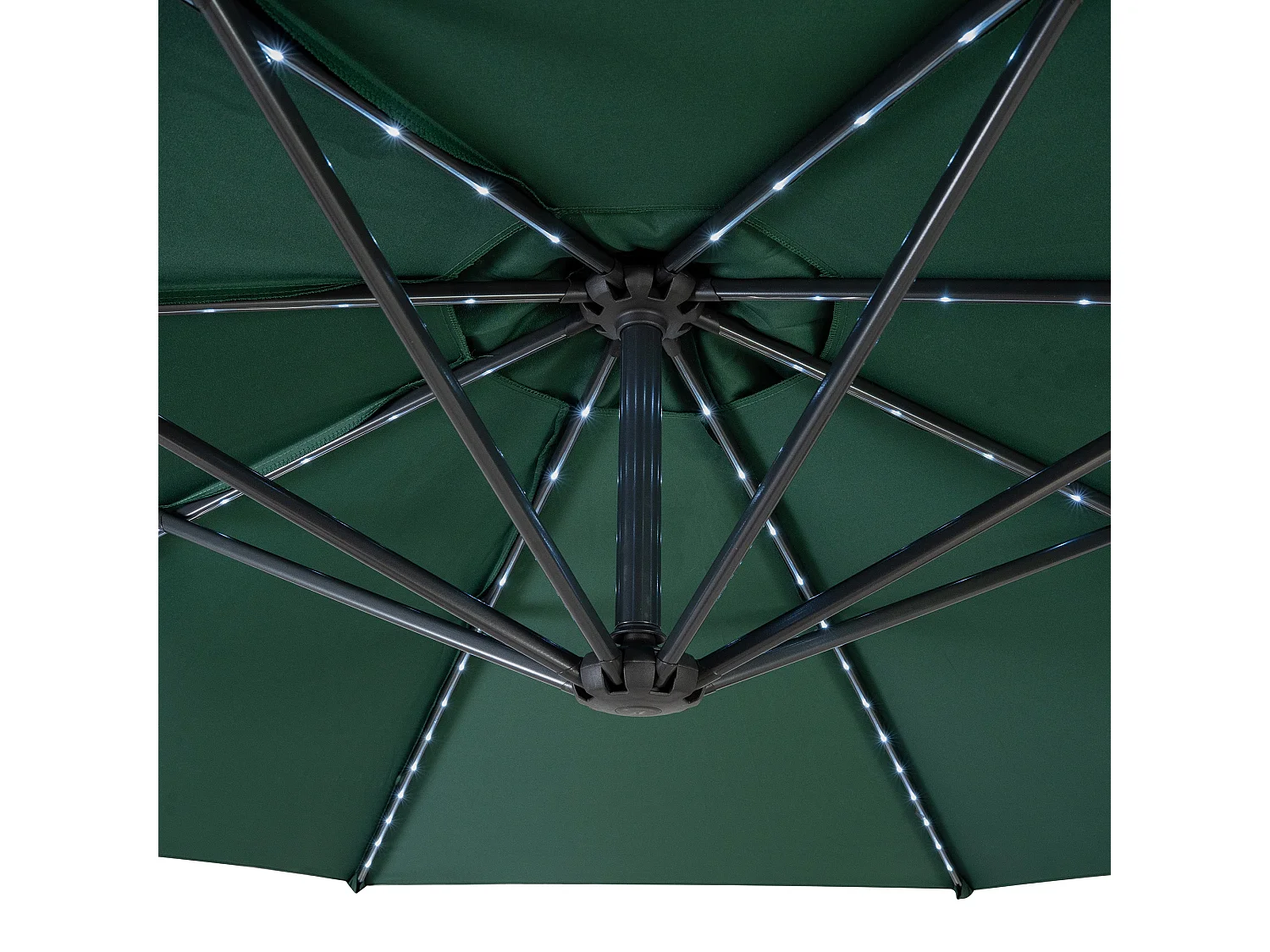 LED Zweefparasol 3 m & Vierkante Parasolvoet - groen - parasol met verlichting