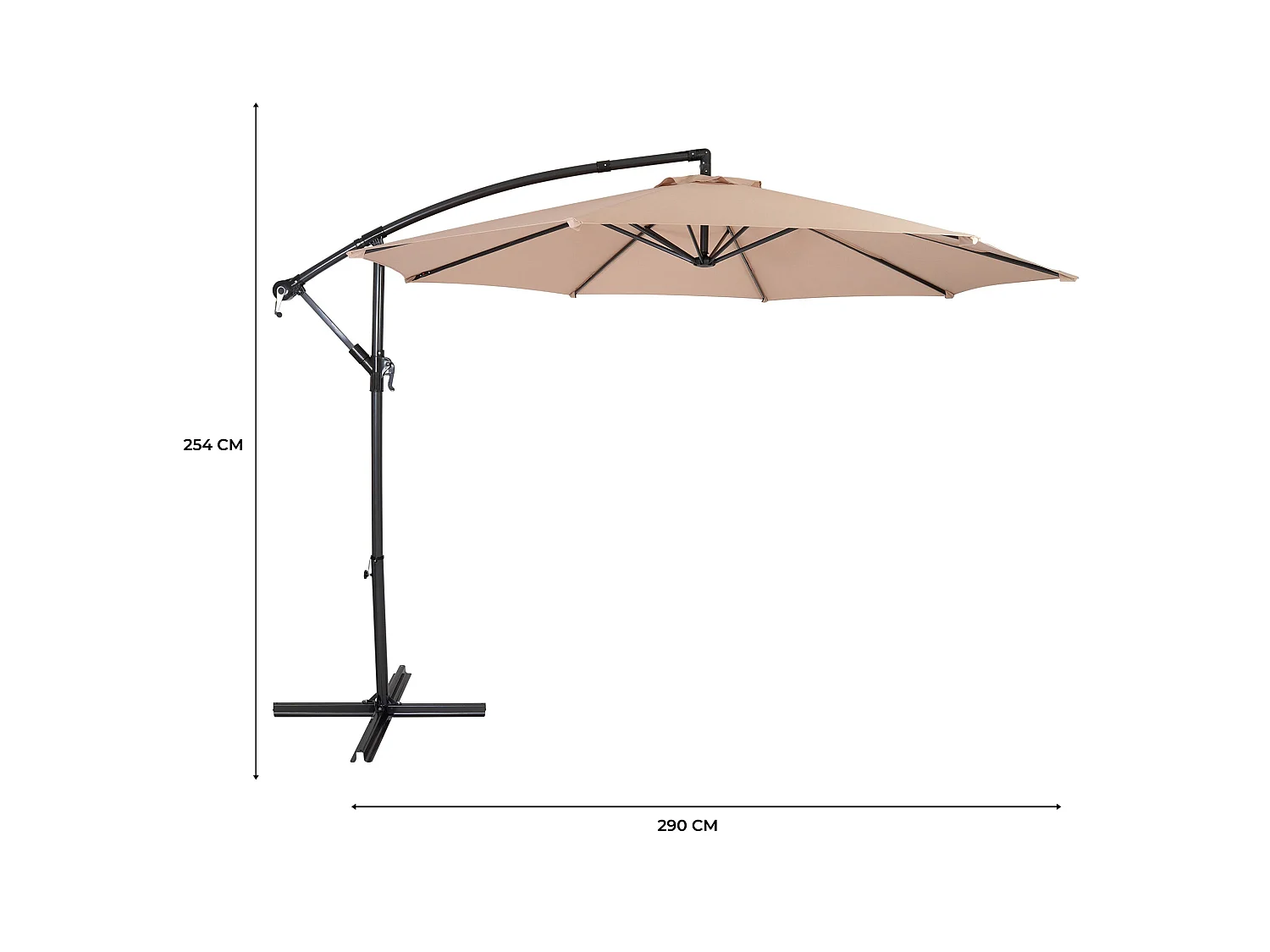 Zweefparasol 3 m - beige - hangparasol bananenparasol voor tuin en terras