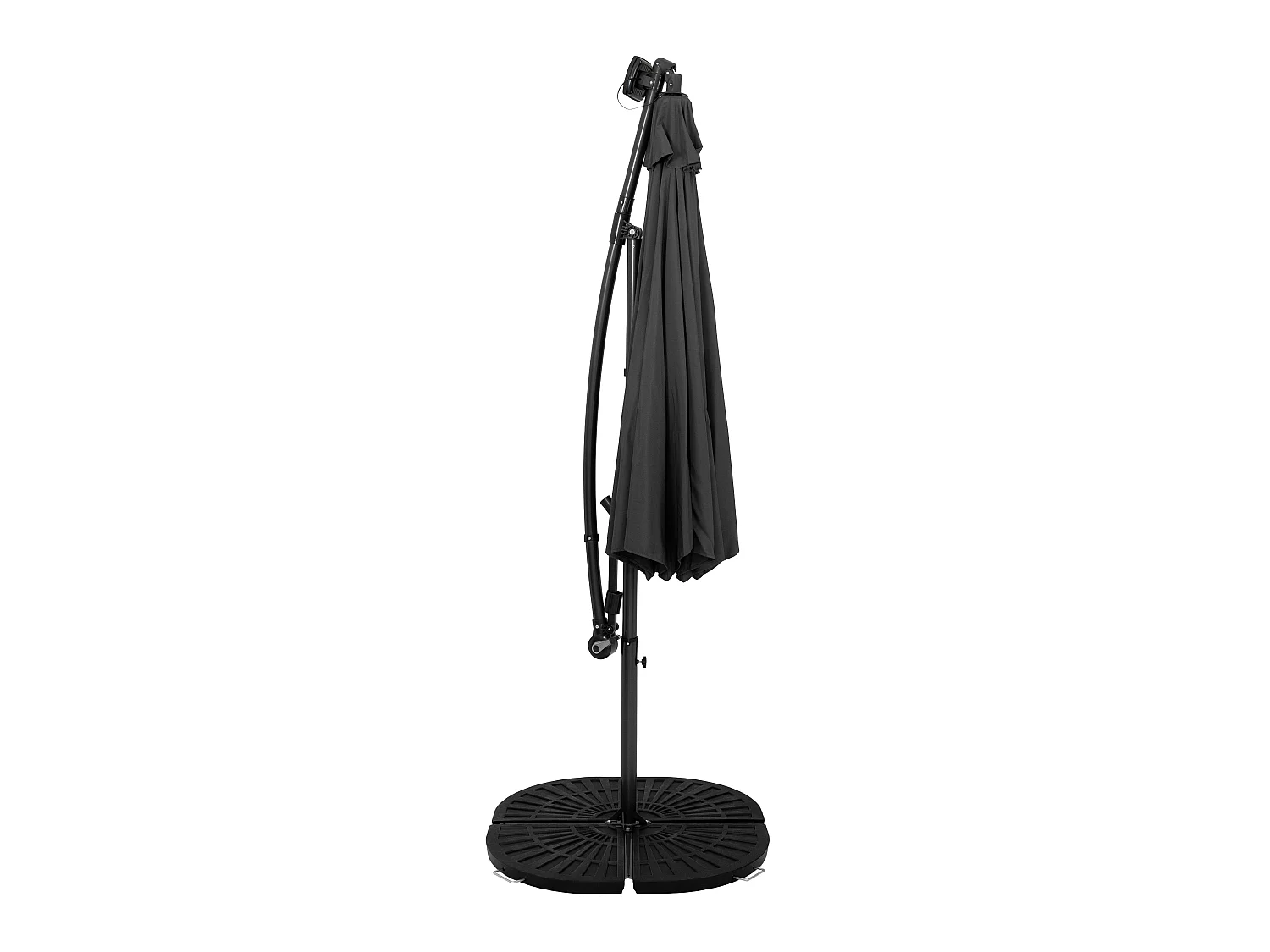 LED zweefparasol 3 m & rond 4-delige parasolvoet - grijs parasol met verlichting