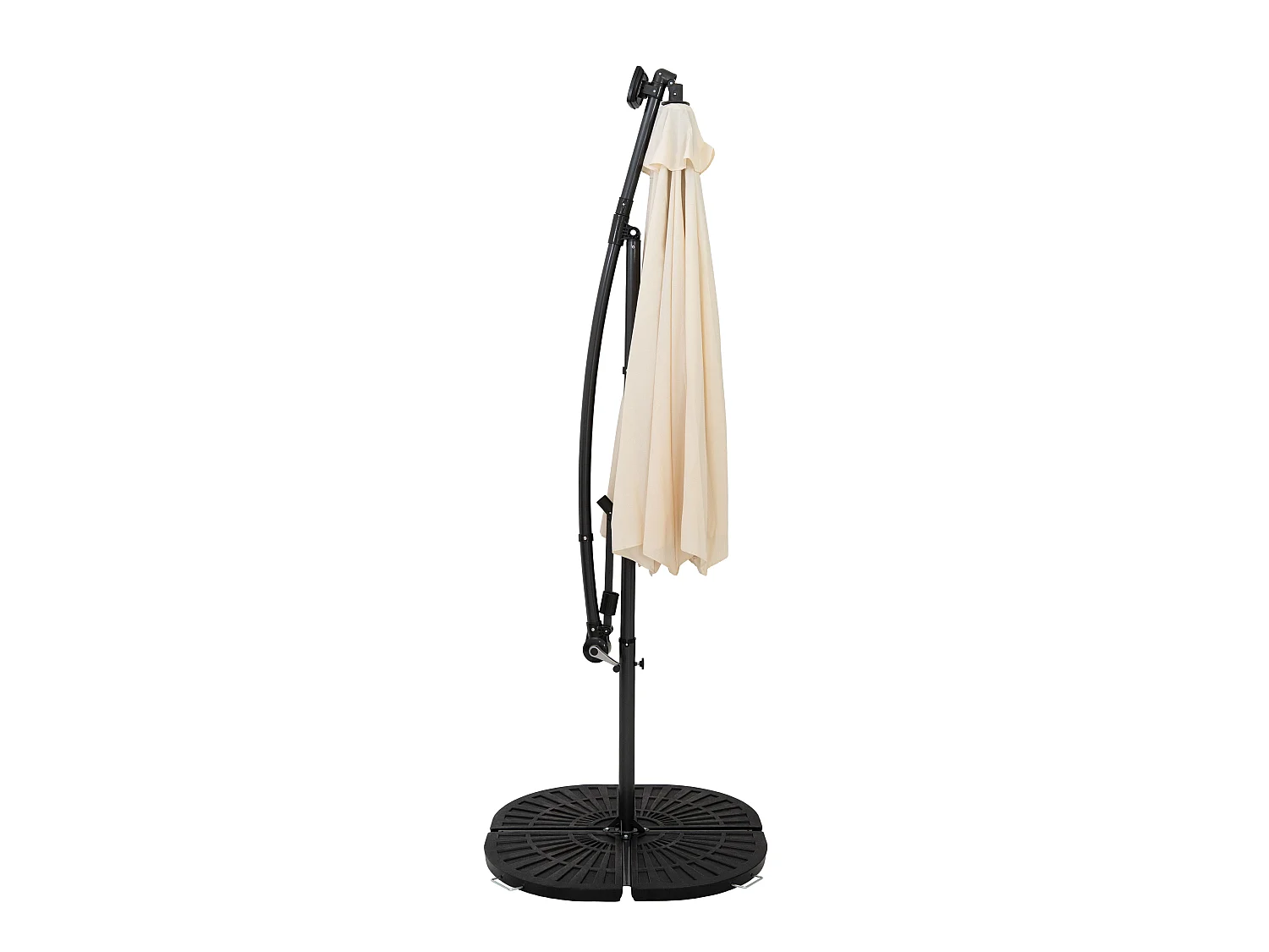 LED zweefparasol 3 m & rond 4-delige parasolvoet - crème parasol met verlichting