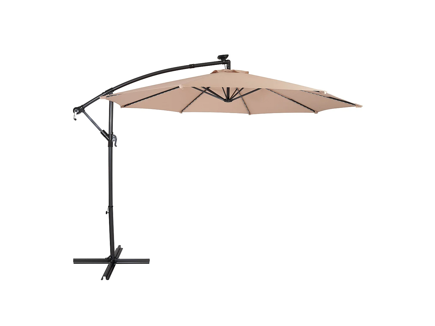 LED Zweefparasol 3 m - beige - hangparasol met verlichting voor tuin en terras