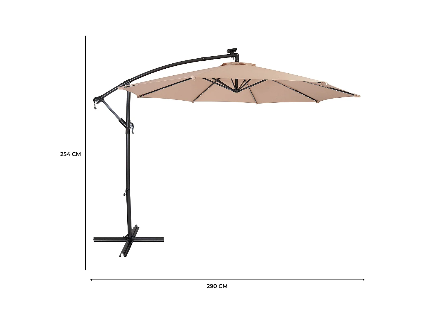 LED Zweefparasol 3 m - beige - hangparasol met verlichting voor tuin en terras