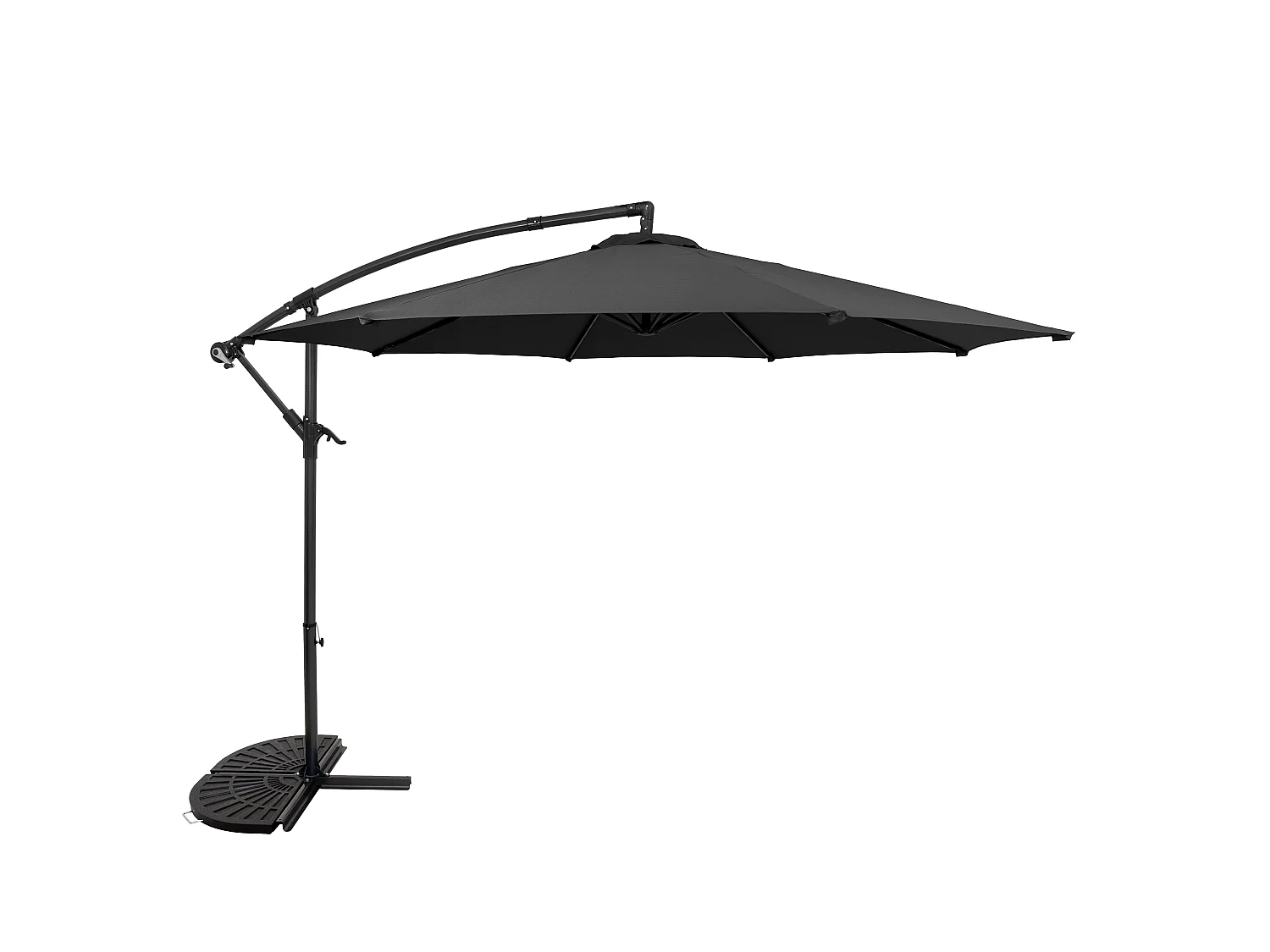 Ombrellone Decentrato 3m Grigio Banana con Base 2 Pesi 28kg