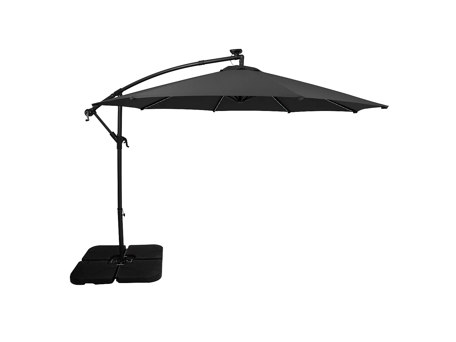 LED Zweefparasol 3 m & Vierkante Parasolvoet - grijs - parasol met verlichting