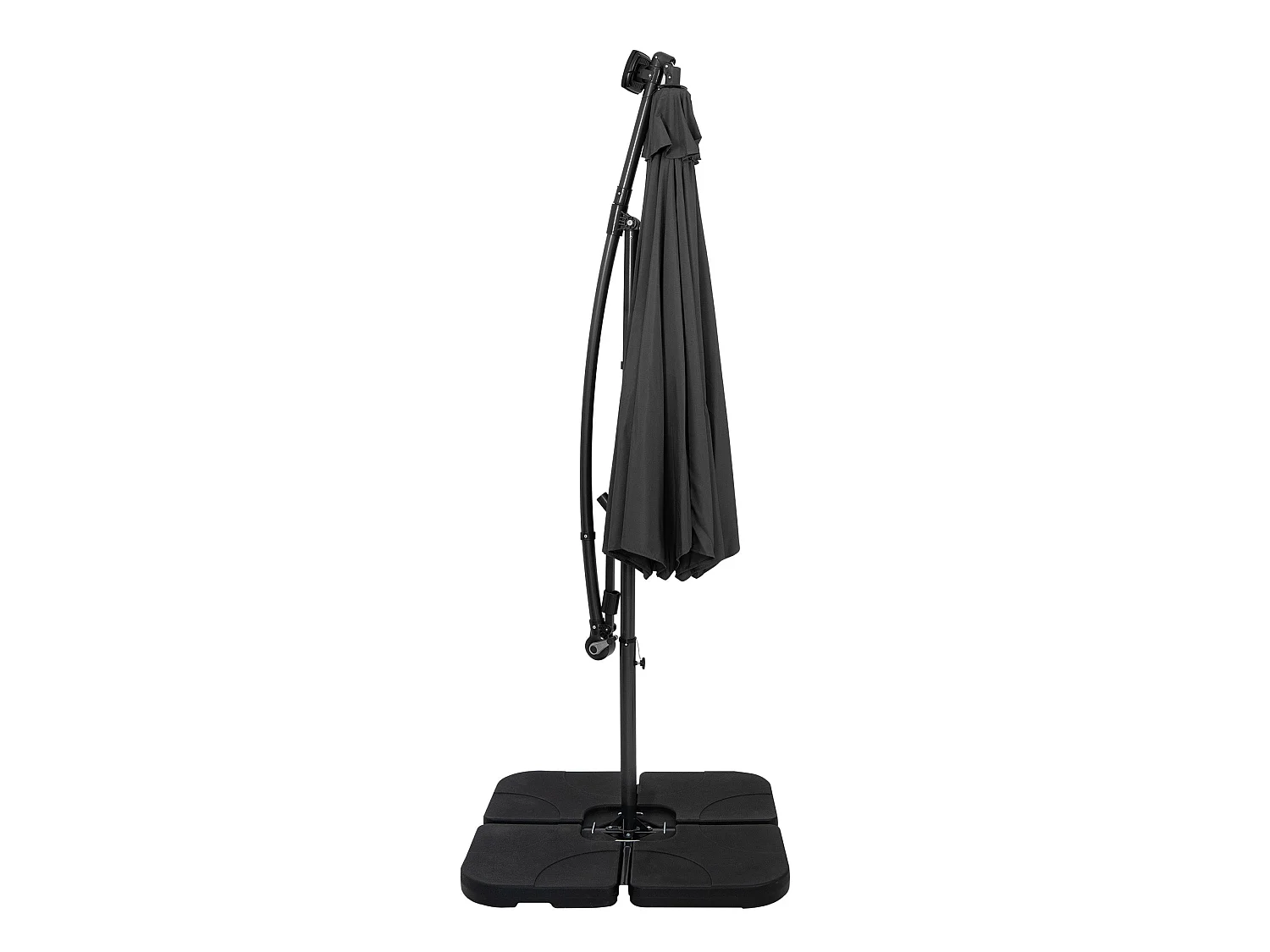 LED Zweefparasol 3 m & Vierkante Parasolvoet - grijs - parasol met verlichting
