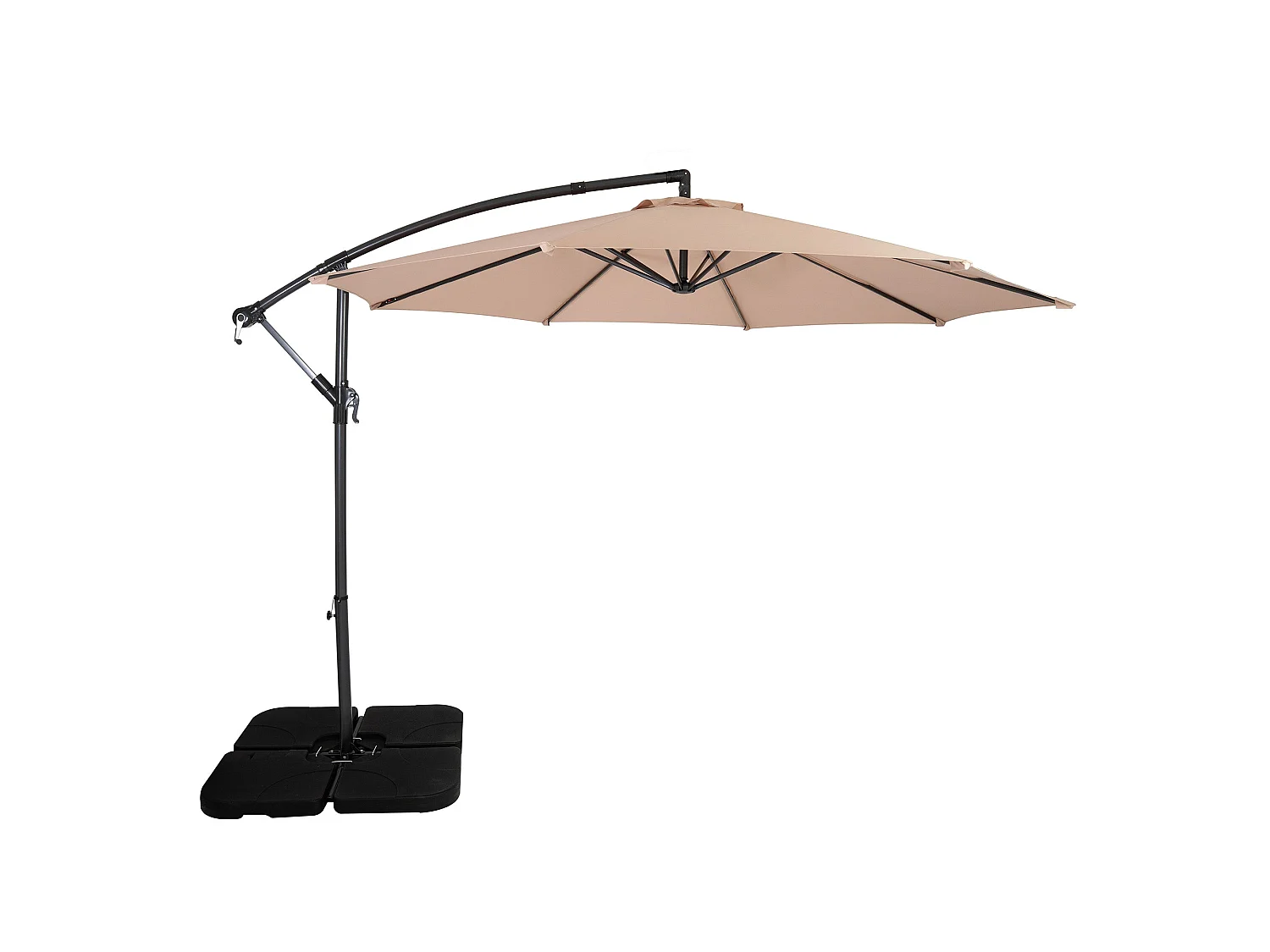 Zweefparasol 3 m & vierkante parasolvoet - beige - hangparasol tuin en terras